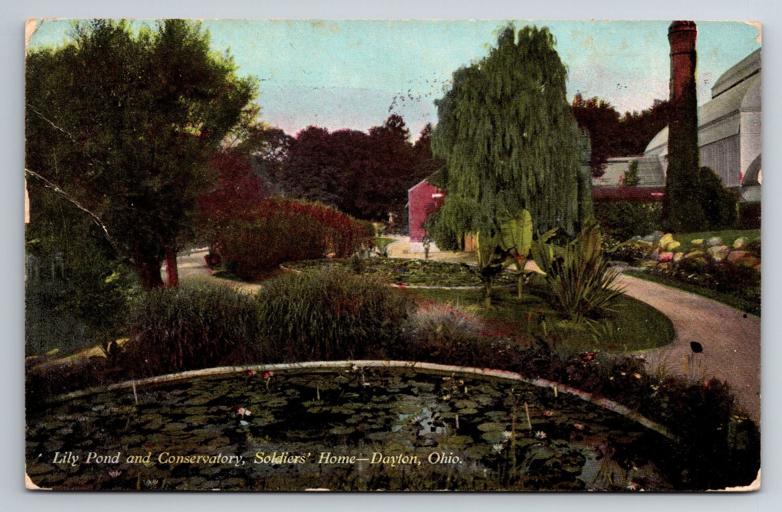 OH, Dayton, Soldiers Home, Lily Pond, Conservatory, Vintage Postcard OH, Dayton, Soldiers Home, Lily Pond, Conservatory, Vintage Postcard