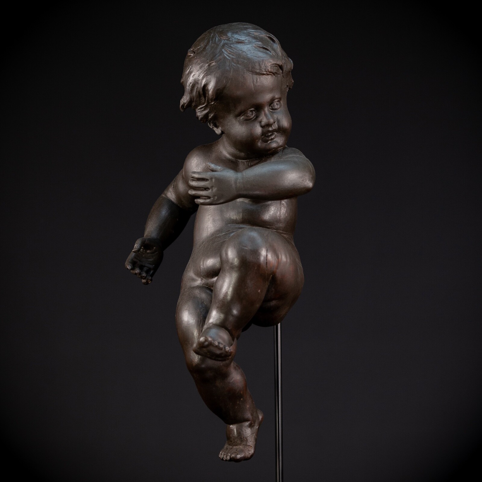 Putto Wooden Sculpture Cherub Antique 19th C Wood Statue 1800s Angel 18.5\