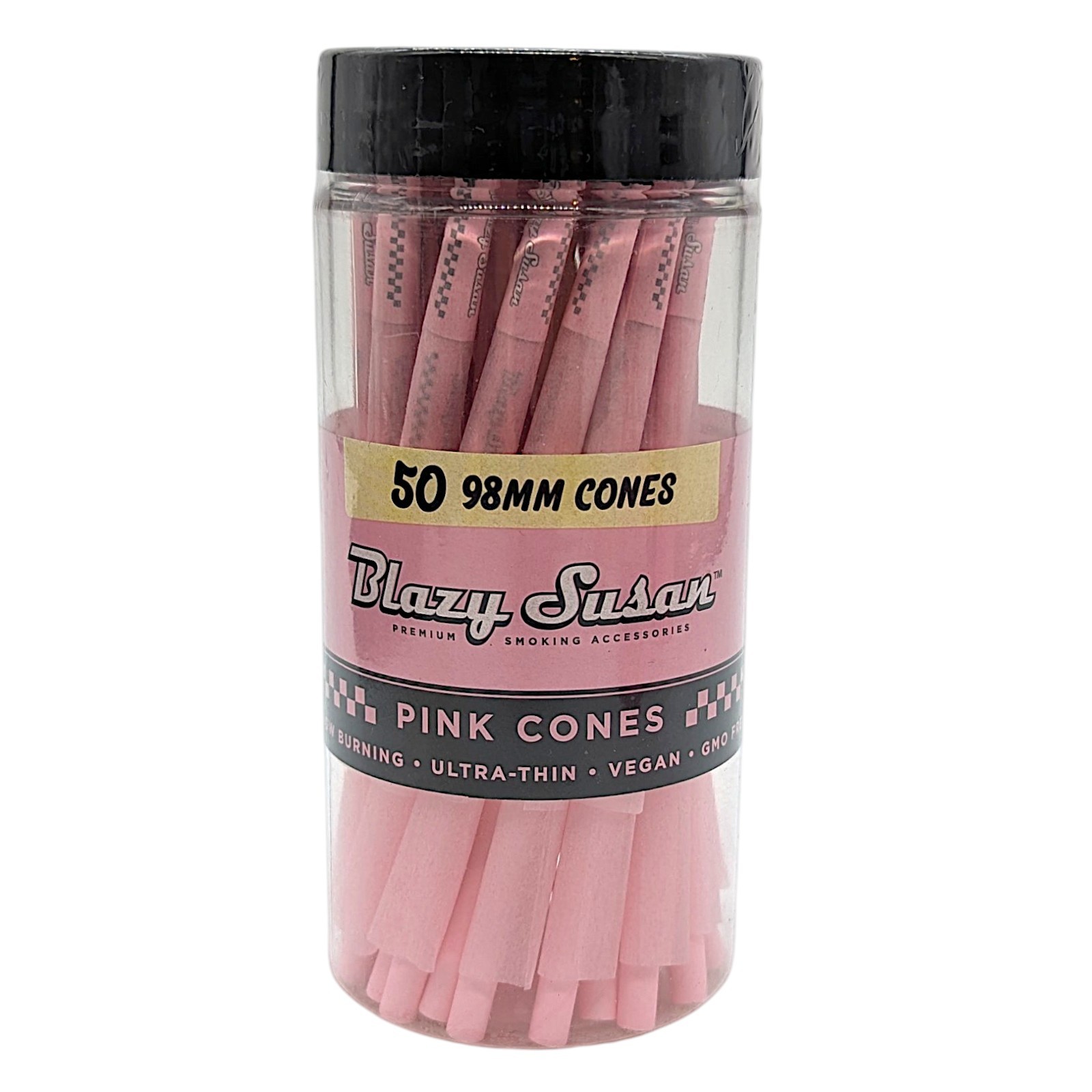 Authentic Blazy Susan Pink Cones 50ct Pack 98mm pre rolled Cone Sealed Bottle