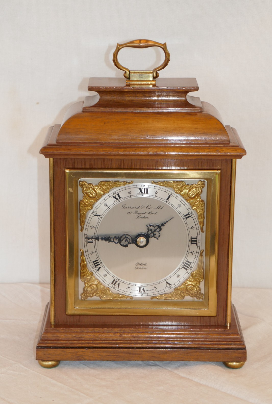 Serviced Elliott in Brown Mahogany by Garrard & Co 8 Day Mantle Bracket Clock
