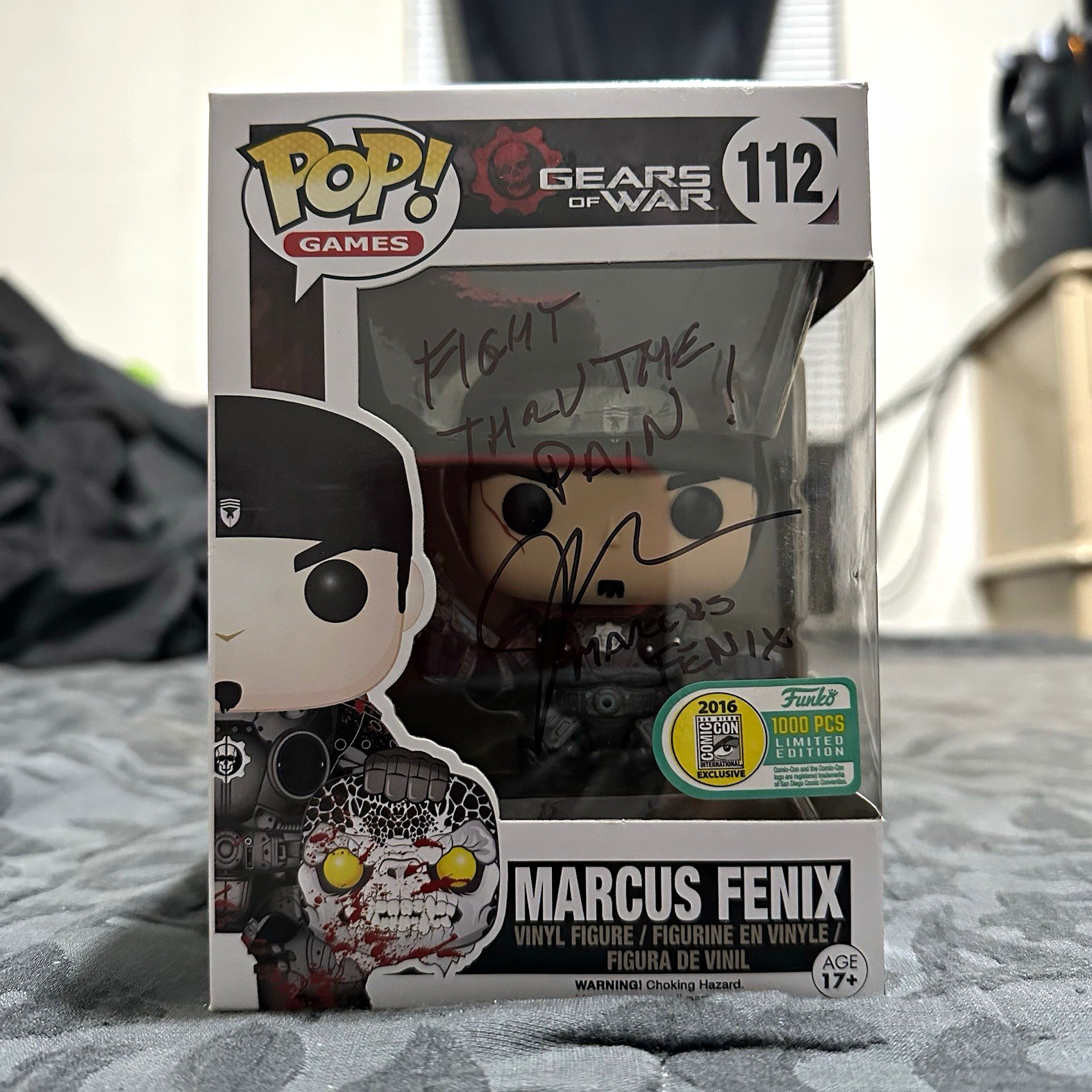 Funko Pop Marcus Fenix #112 Gears of War SDCC 2016 1000pc Signed John DiMaggio Funko Pop Marcus Fenix #112 Gears of War SDCC 2016 1000pc Signed John DiMaggio