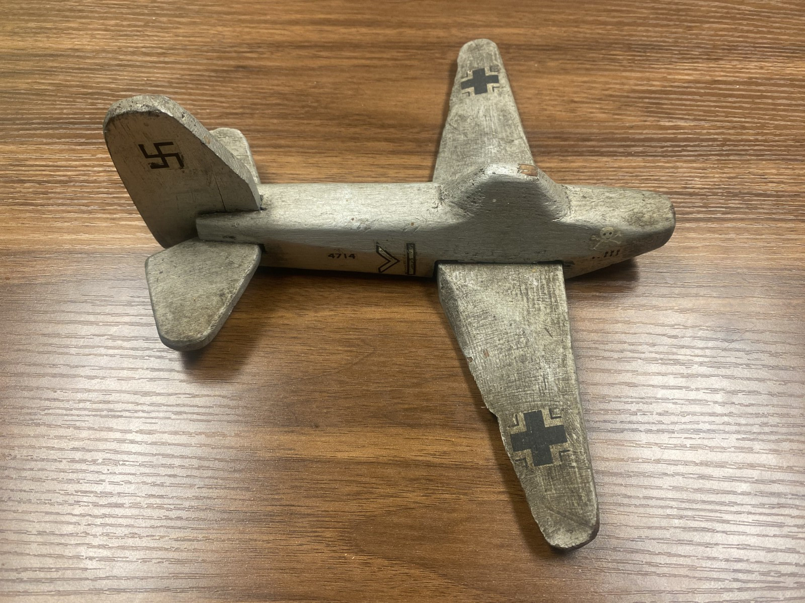 Early 1940s German World War II WW2 Warplane Model Airplane - Old Wooden Antique Early 1940s German World War II WW2 Warplane Model Airplane - Old Wooden Antique