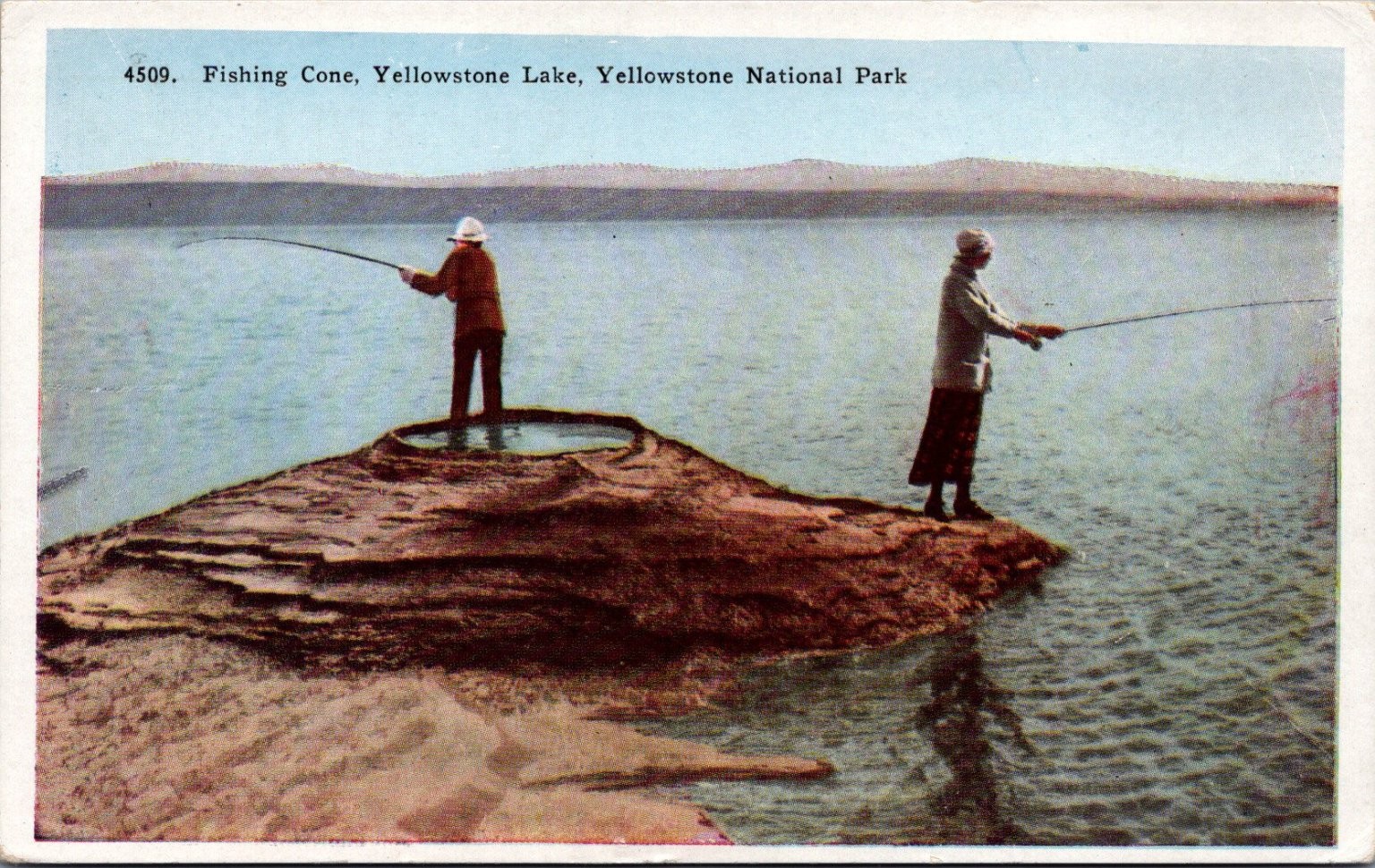 Fishing Cone Yellowstone Lake National Park Vintage Postcard c1930s Fishing Cone Yellowstone Lake National Park Vintage Postcard c1930s