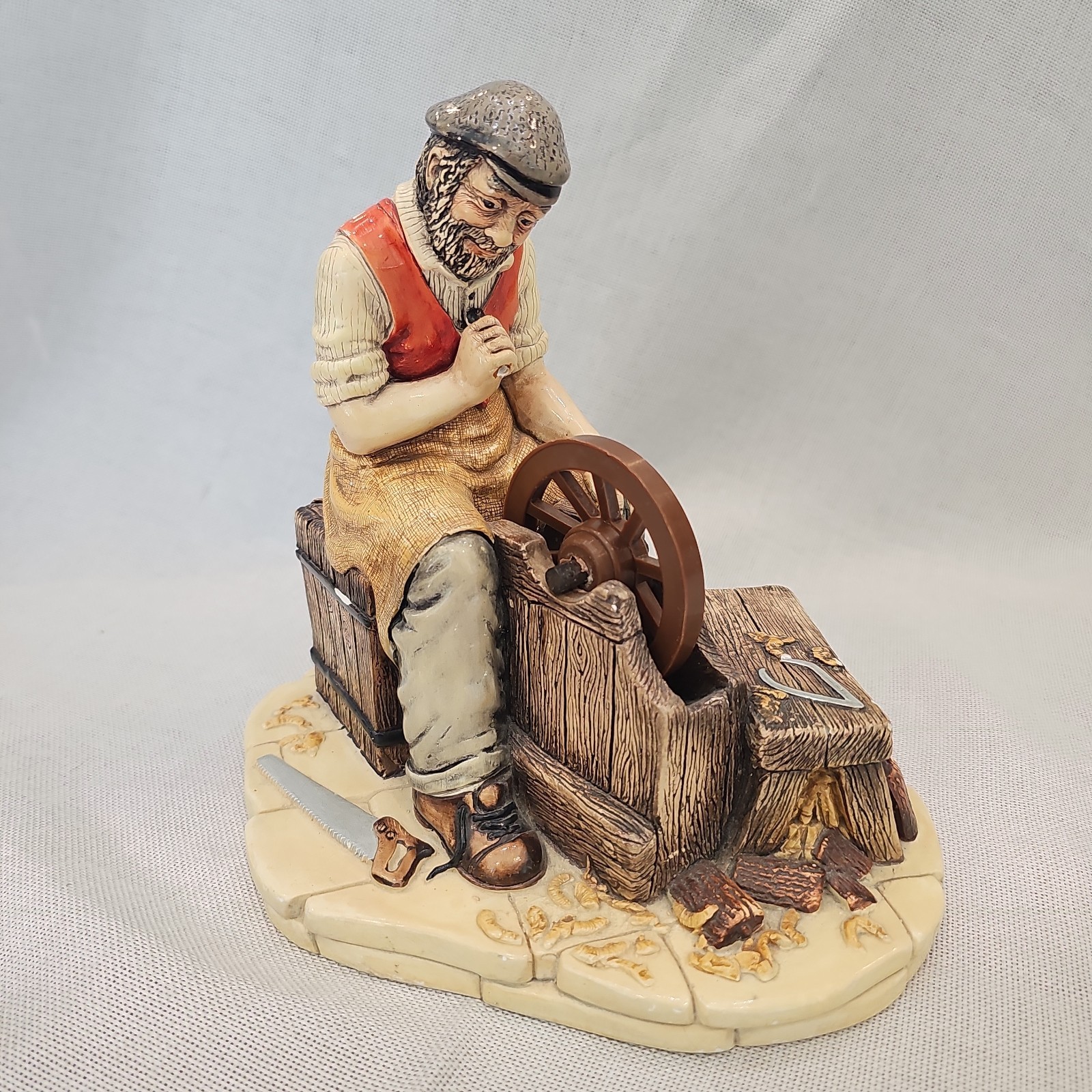 Vtg Naturecraft Ltd. “Wheelright” Figurine (848) Craftsman at Work, Hand‑painted Vtg Naturecraft Ltd. “Wheelright” Figurine (848) Craftsman at Work, Hand‑painted