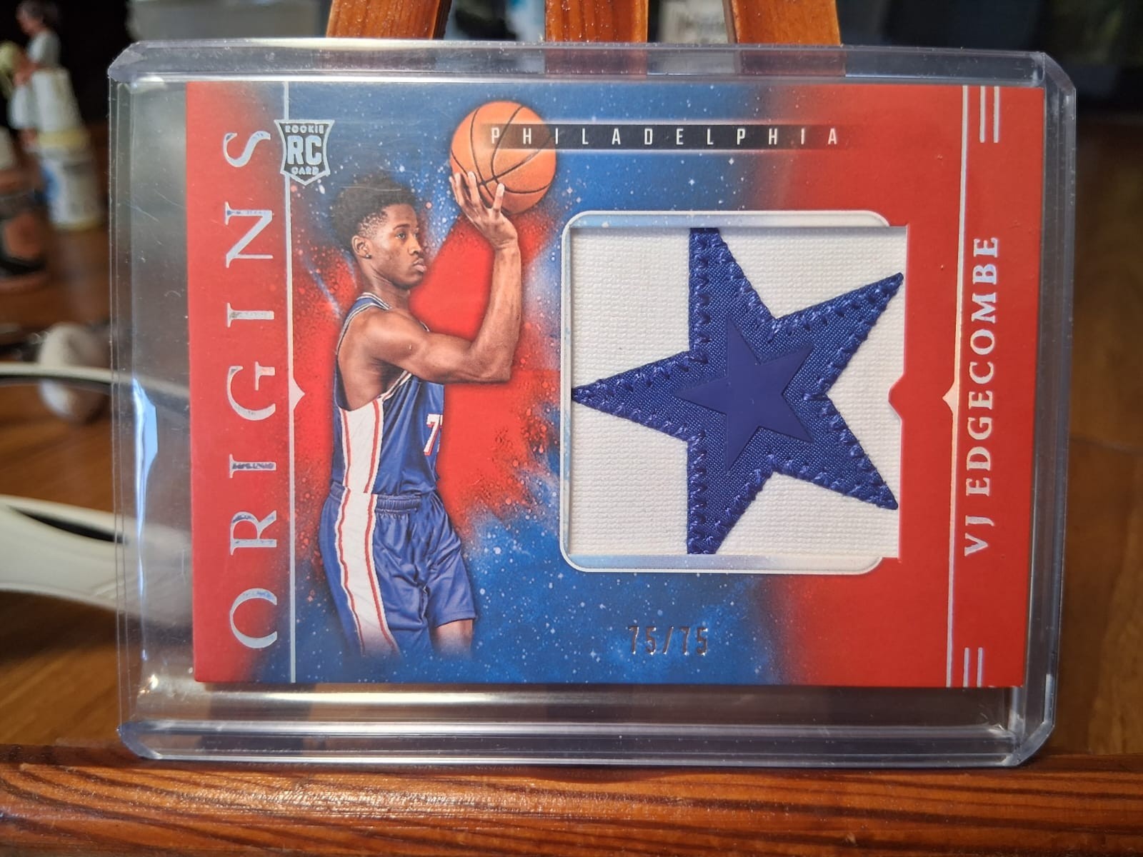 2025-26 Panini Origins VJ Edgecombe RC Jumbo Patch Red Book End 75/75