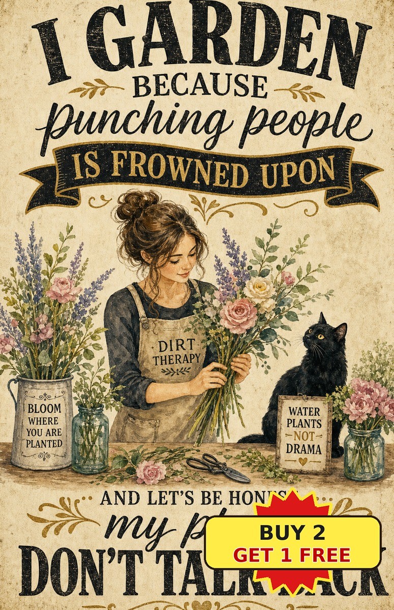 Gardening Because Murder Is Wrong Funny Sarcastic Garden Tin Sign