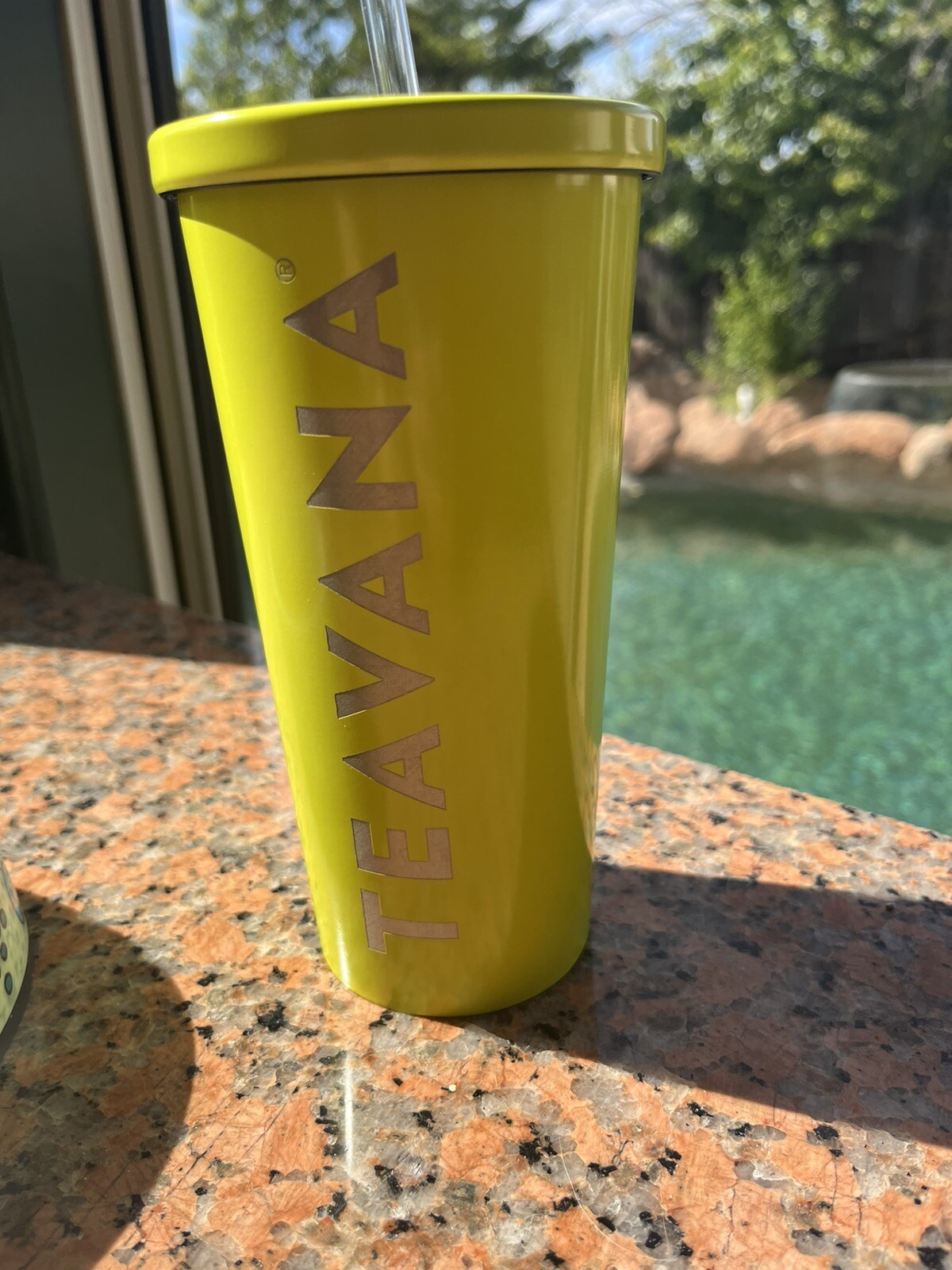 Teavana Coldcup Stainless Yellow Lidded Tumbler 16 oz