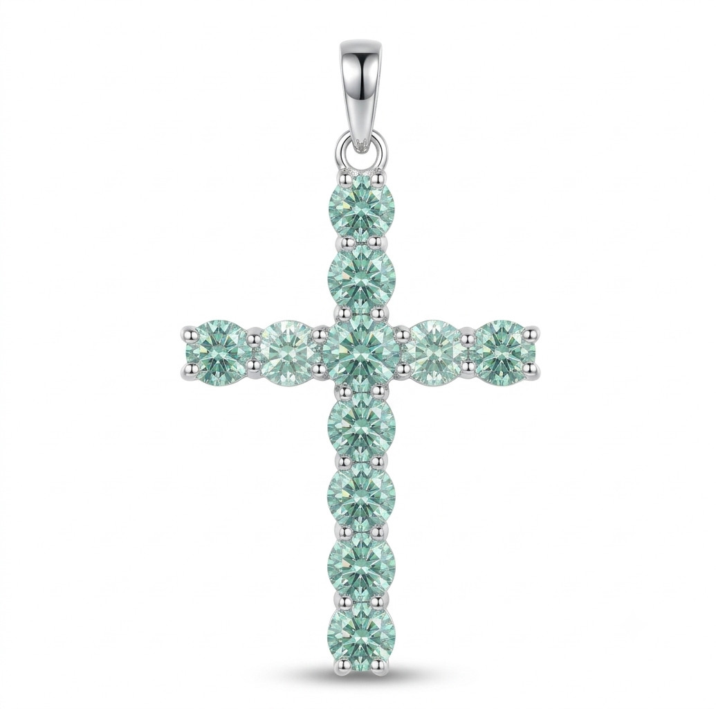 RARE 11 Ct Certified White Diamond Cross Pendant