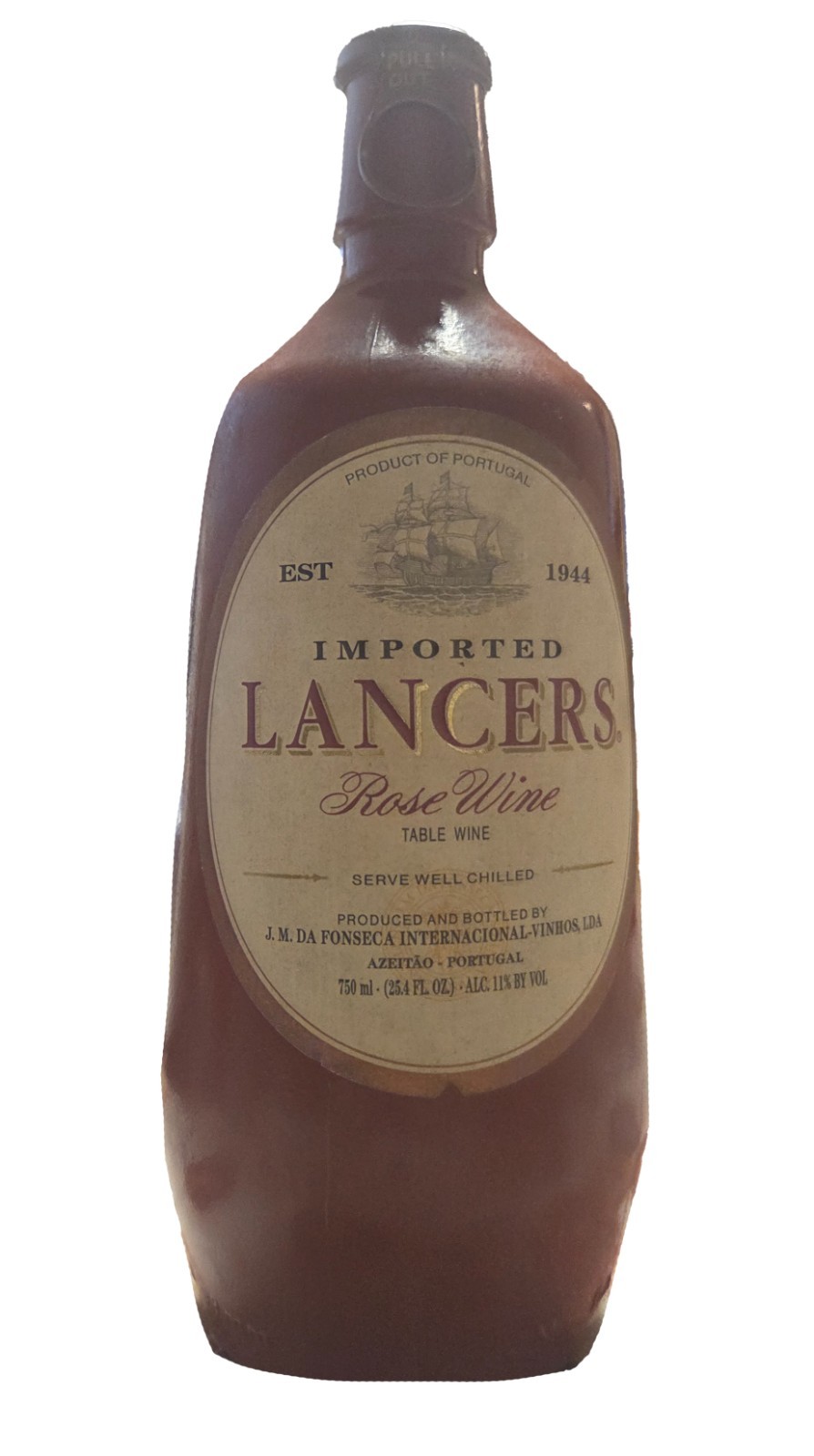 Vintage Lancers Rosé Wine Ceramic Wine Bottle Portugal
