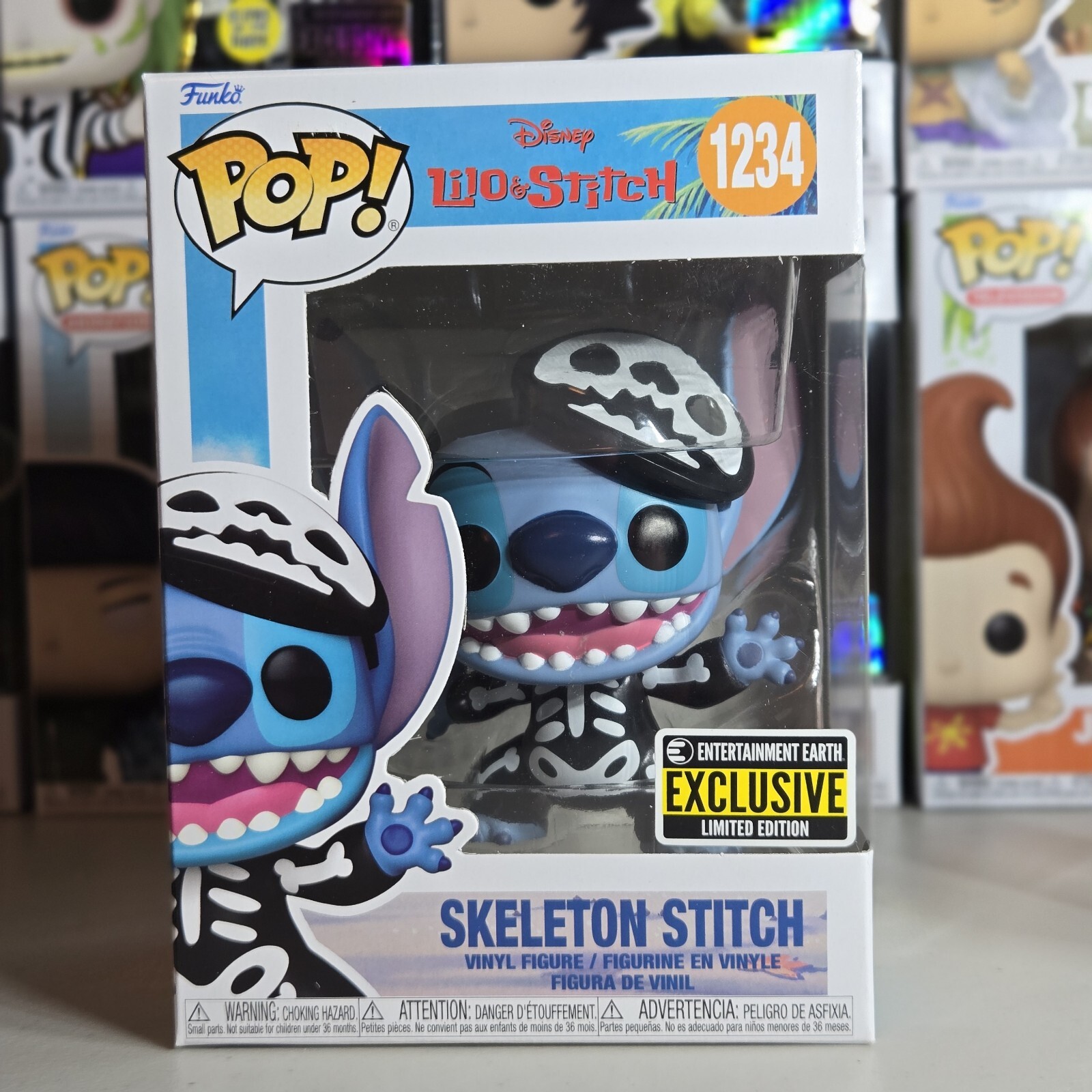 Funko Pop Disney Lilo & Stitch - Skeleton Stitch #1234 And Pop Protector 