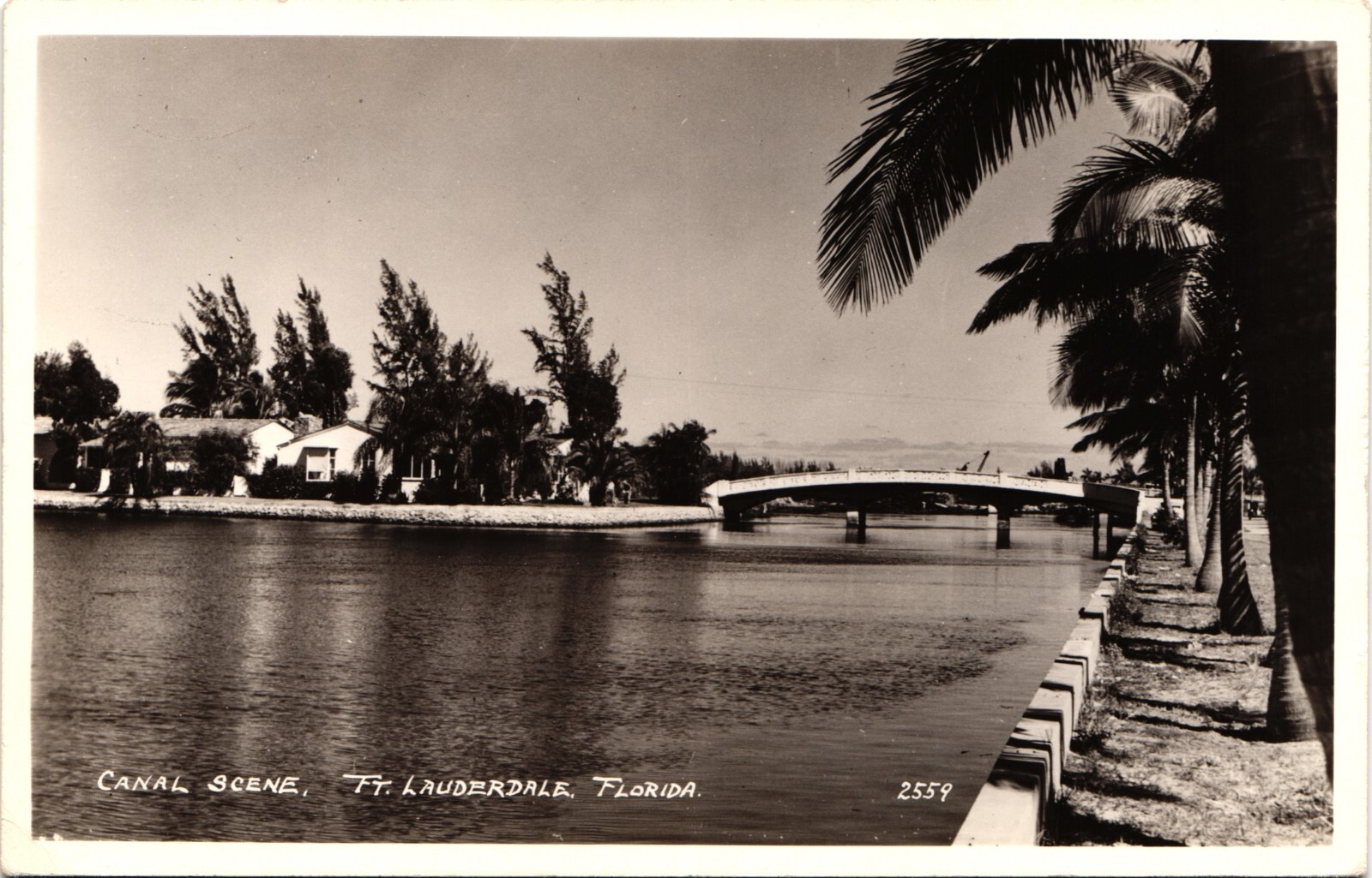CANAL SCENE real photo postcard rppc FORT FT LAUDERDALE FLORIDA FL