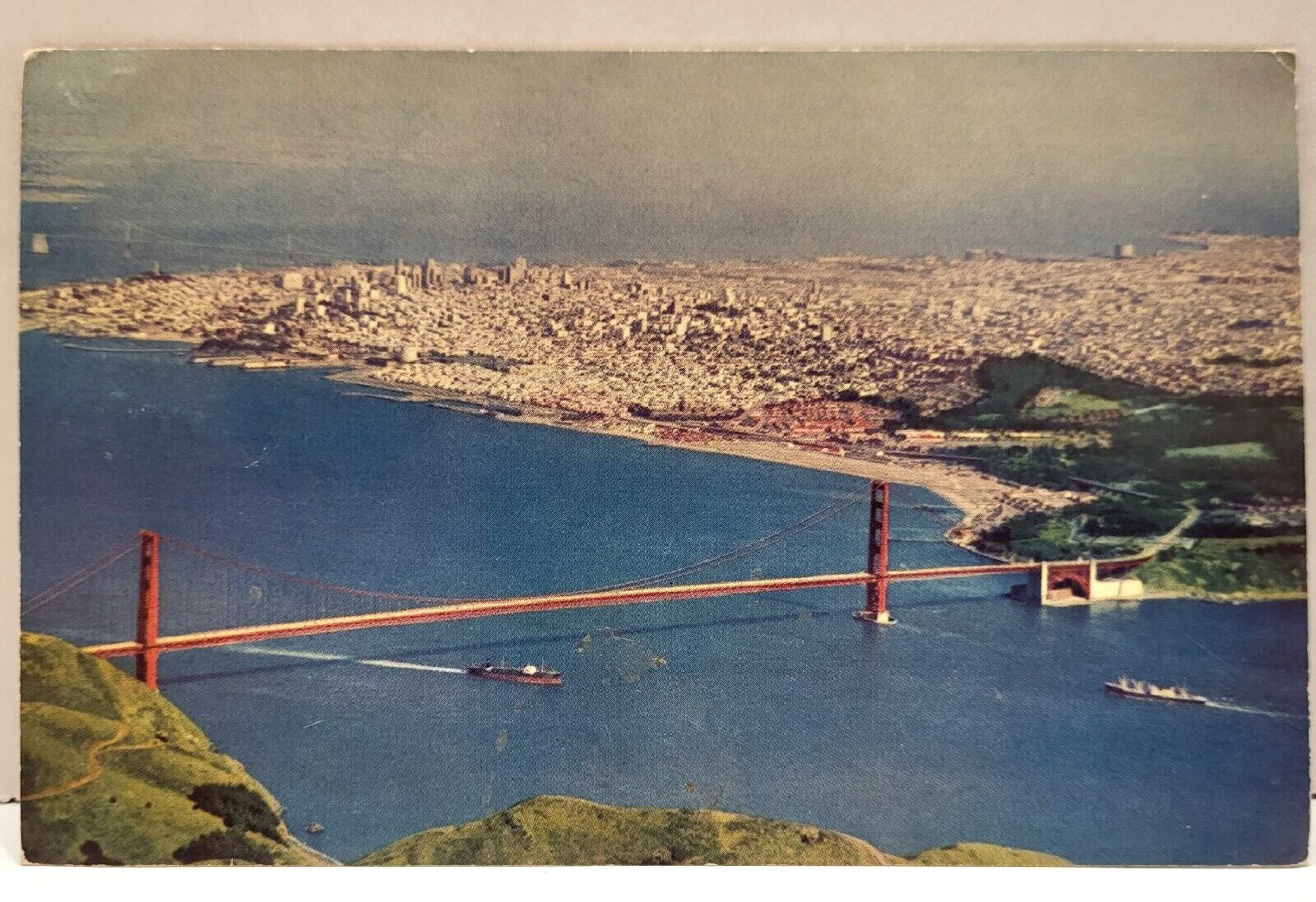 San Francisco California Golden Gate Bridge Aerial View Postcard