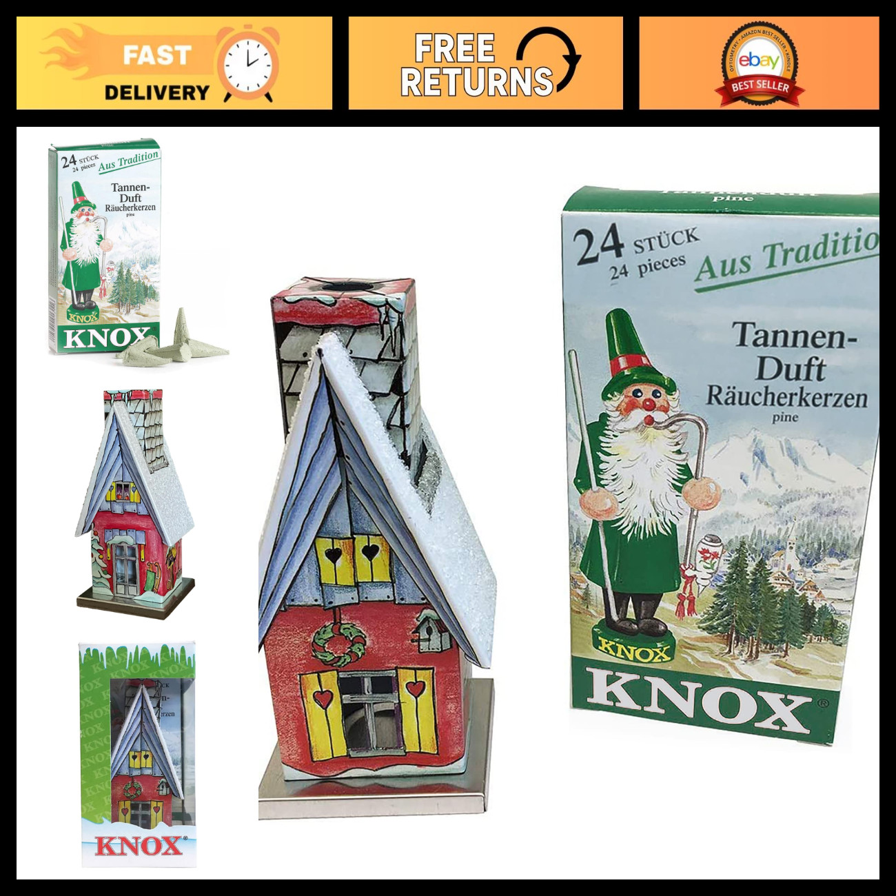 Metal Christmas Incense Smoker Figurine - 2x4.5\ Metal Christmas Incense Smoker Figurine - 2x4.5\
