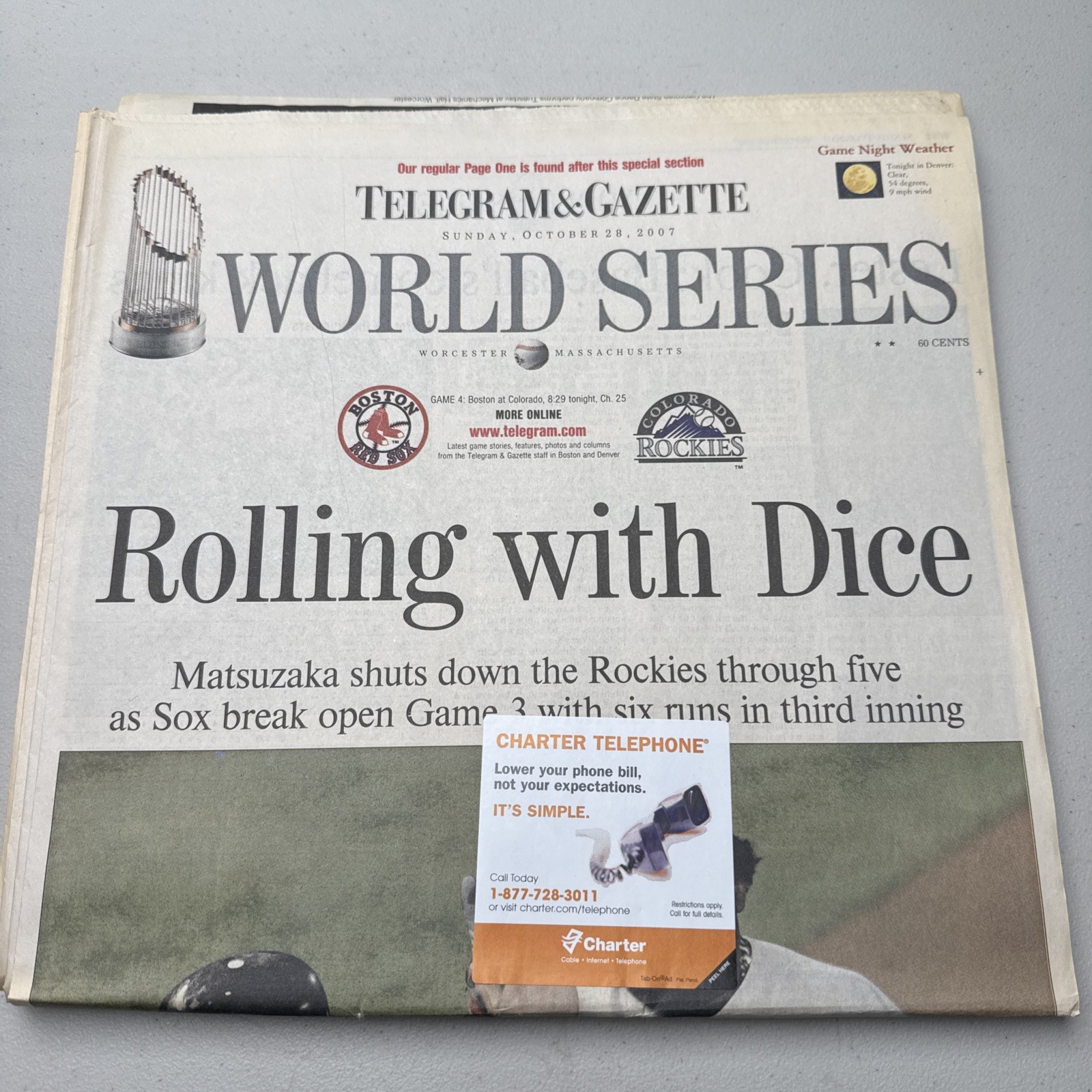 Boston Sports Historic Patriots & Red Sox Newspapers - Sunday, October 28, 2007