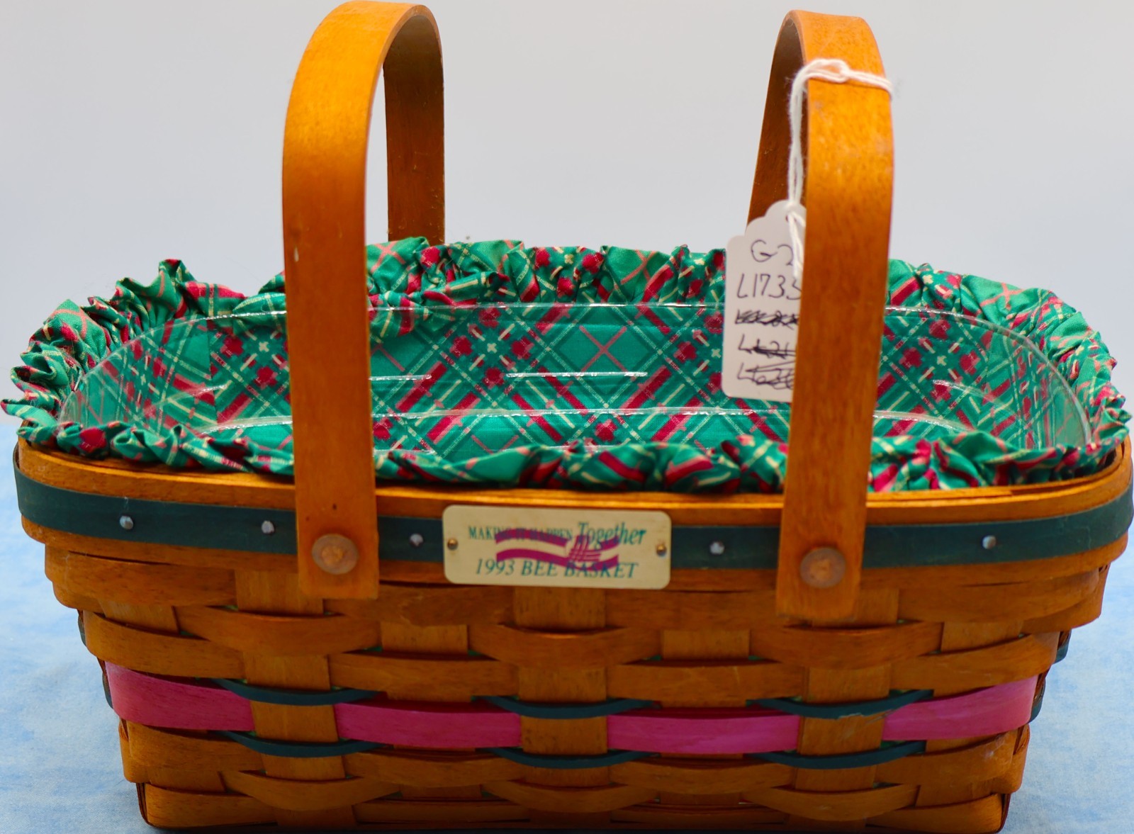 Longaberger 1993 Bee Basket Making It Happen Together Liner Protector