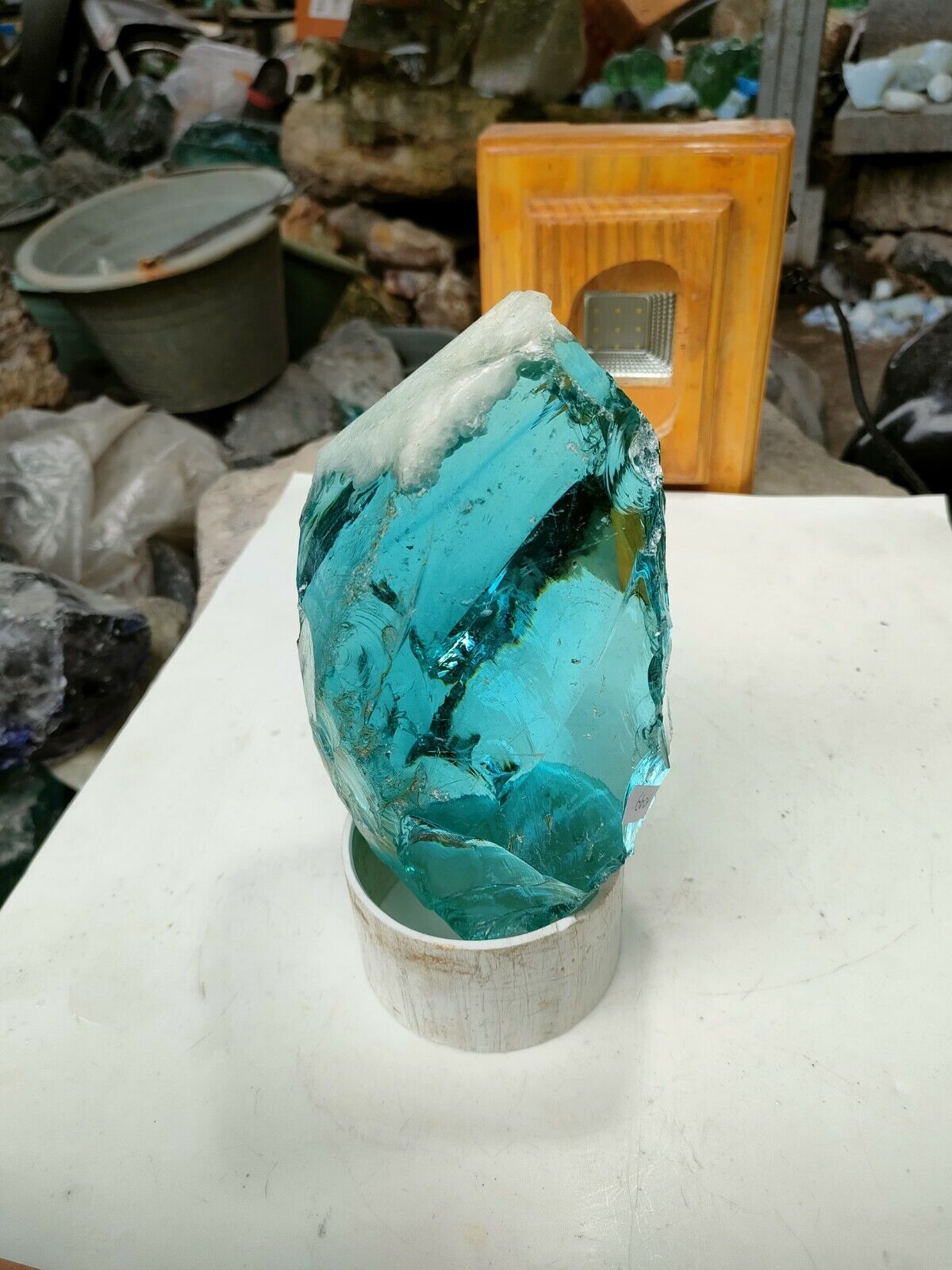 2.3kg(A049) Special Aqua Blue with snow skin Of Andara Crystal Monatomic.