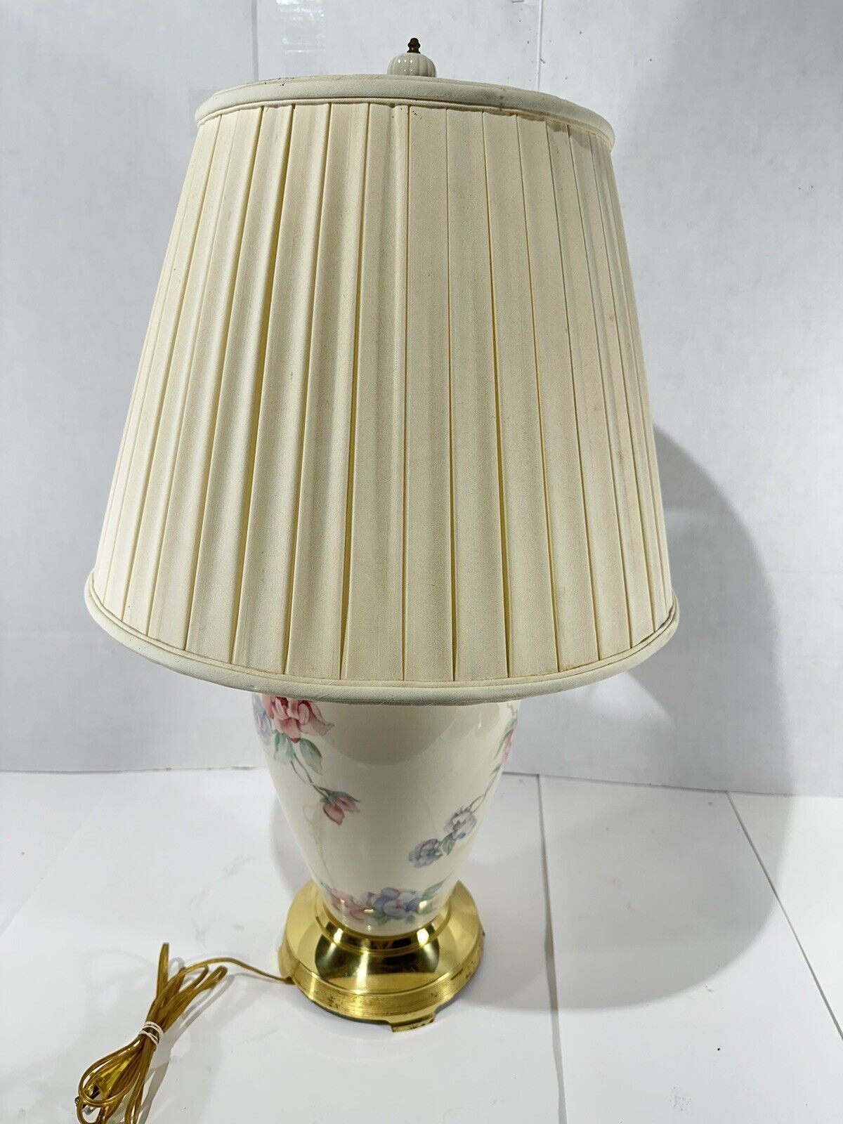 Vintage LENOX Floral Table Lamp Brass Base