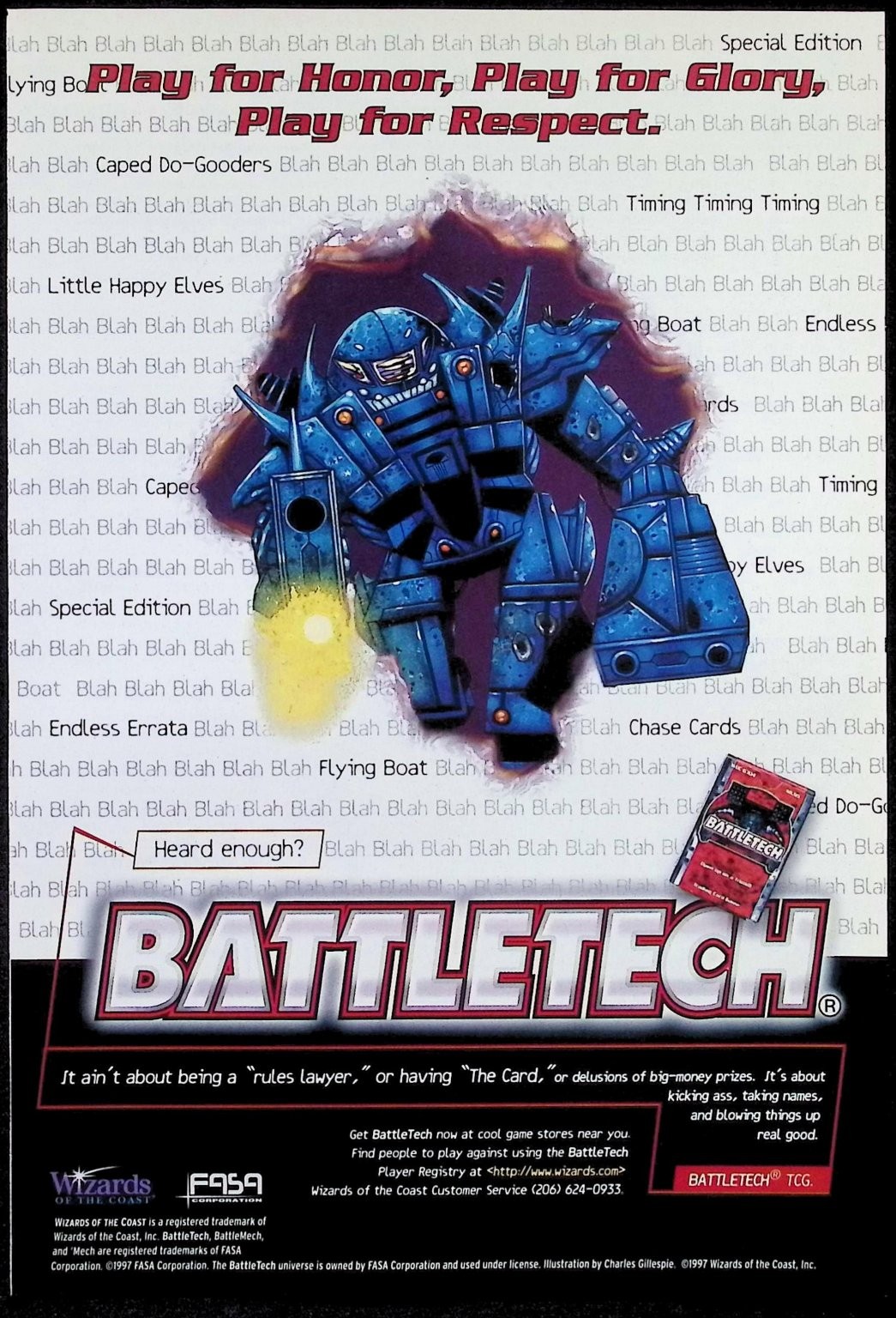 BattleTech TCG Magazine Print Ad 1997 Mech Robot Wizards of the Coast
