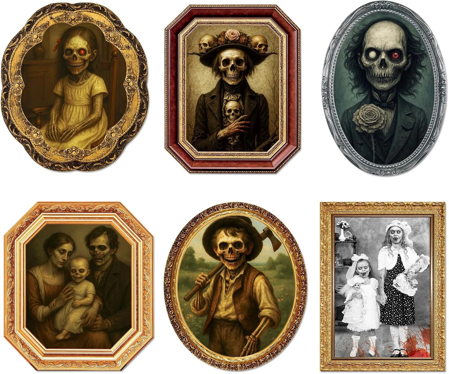 3D Changing Face Moving Portrait Frames 6 Pack Wall Decor | Indoor Scary Haunted 3D Changing Face Moving Portrait Frames 6 Pack Wall Decor | Indoor Scary Haunted