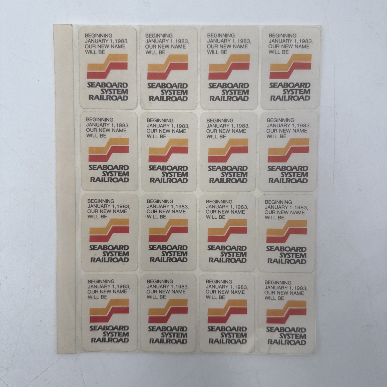 VINTAGE SEABOARD SYSTEM RAILROAD STICKERS SHEET NAME CHANGE 1983