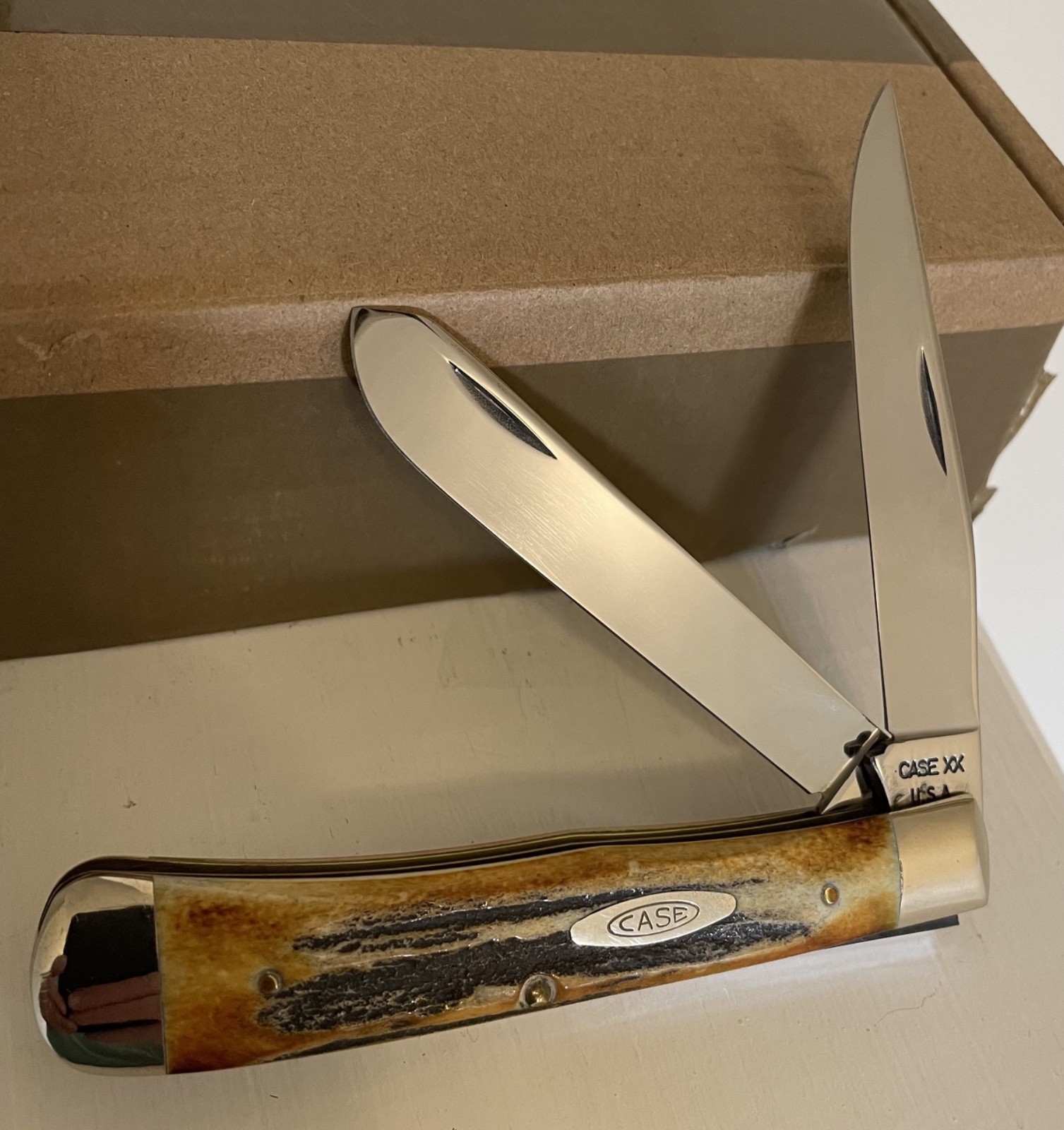 Vintage Case XX USA 5254 Pretty Stag Trapper Knife 10-dot 1970 Unused near mint Vintage Case XX USA 5254 Pretty Stag Trapper Knife 10-dot 1970 Unused near mint