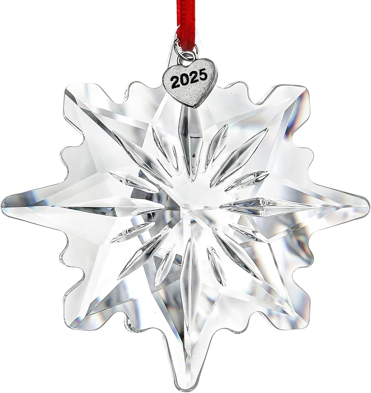 2025 Crystal Snowflake Ornament, Clear Faceted Christmas Decoration, Sun Catcher 2025 Crystal Snowflake Ornament, Clear Faceted Christmas Decoration, Sun Catcher