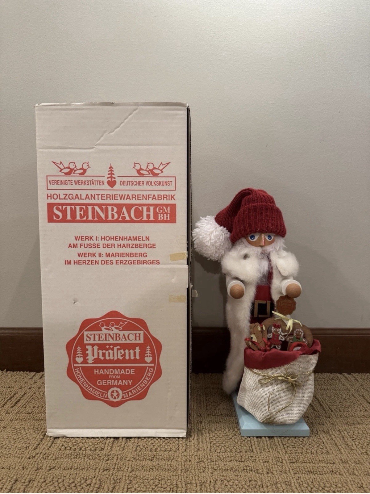 STEINBACH WHITE SANTA NUTCRACKER S877 - MESH BAG - NEW IN ORIGINAL BOX
