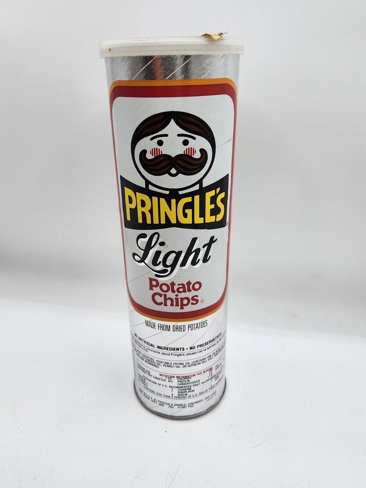 Vintage Pringles Light Potato Chips Can 1987