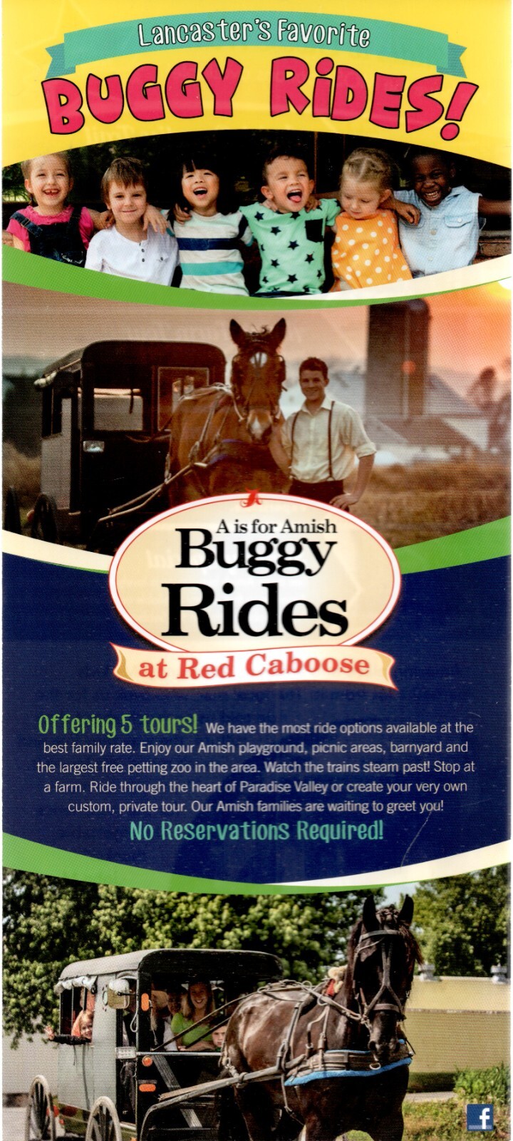 Travel Rack Card, Buggy Rides at Red Caboose, Ronks, Pennsylvania c2019 Travel Rack Card, Buggy Rides at Red Caboose, Ronks, Pennsylvania c2019