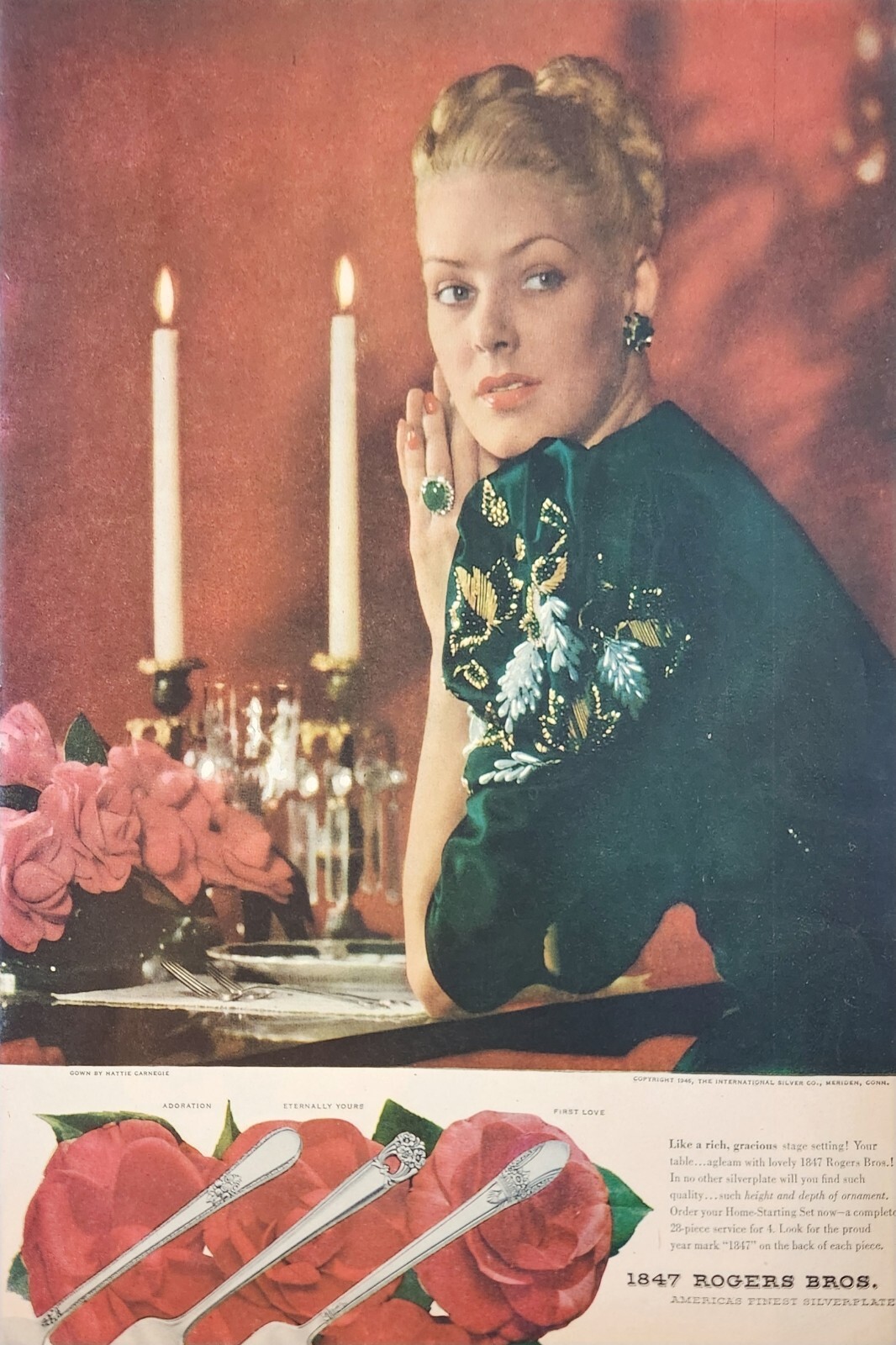 1946 1847 Rogers Bros silverware vintage ad adoration eternally yours first love