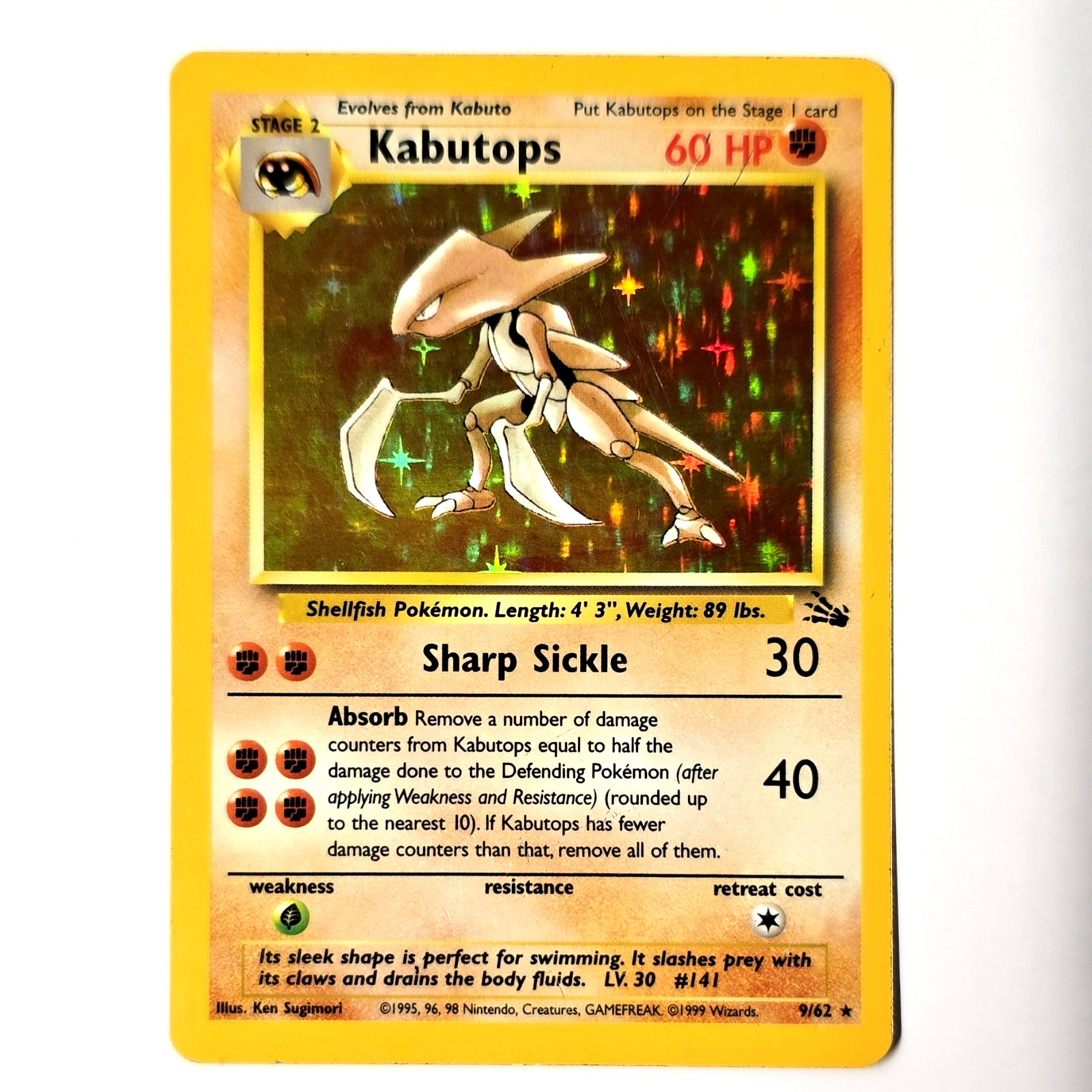 Kabutops 9/62 Fossil Holo Rare 1999 WOTC Pokemon TCG Vintage English HP Original