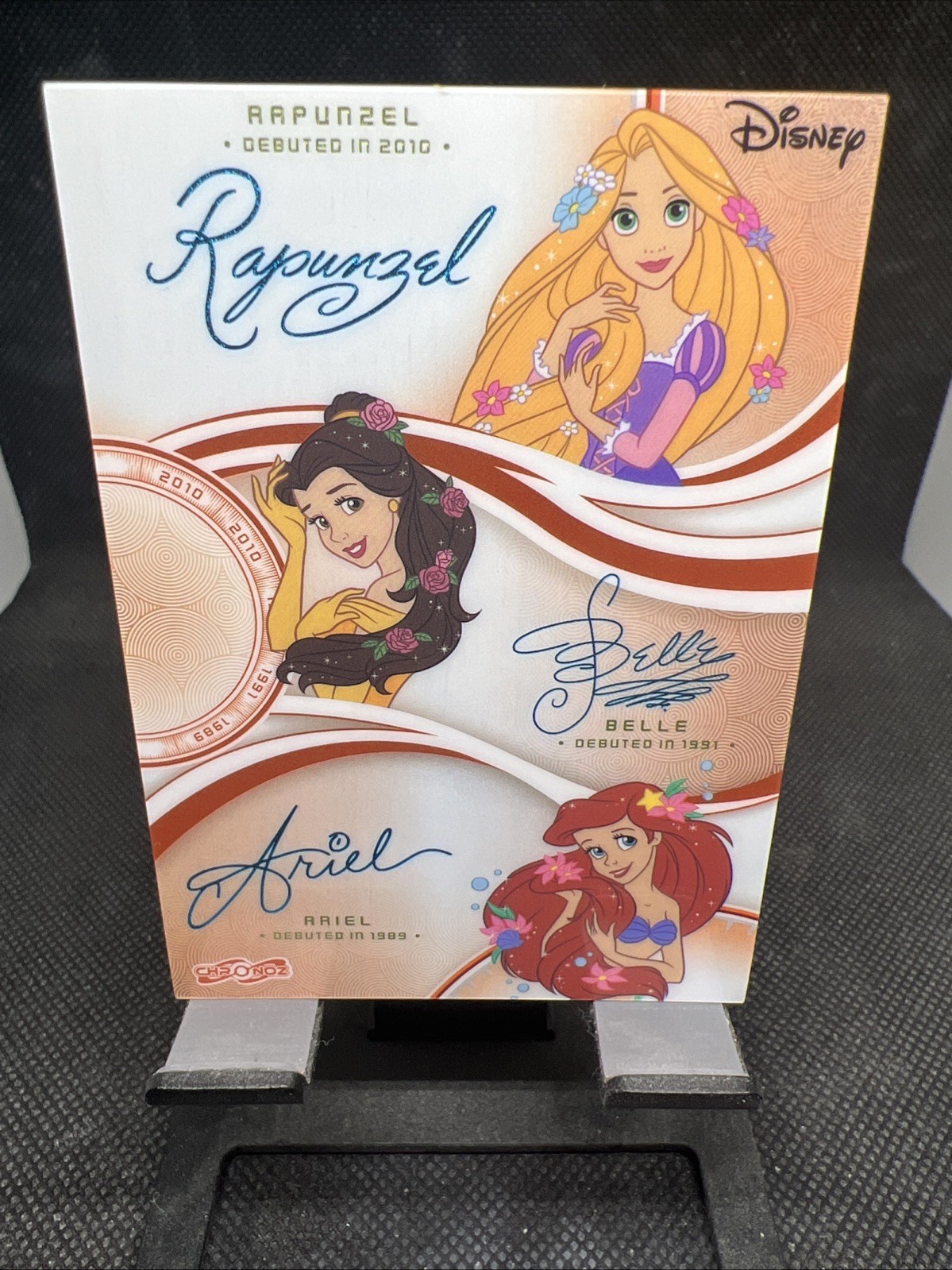 2026 Disney Chronoz Rapunzel Belle Ariel Triple Script Art Orange /30