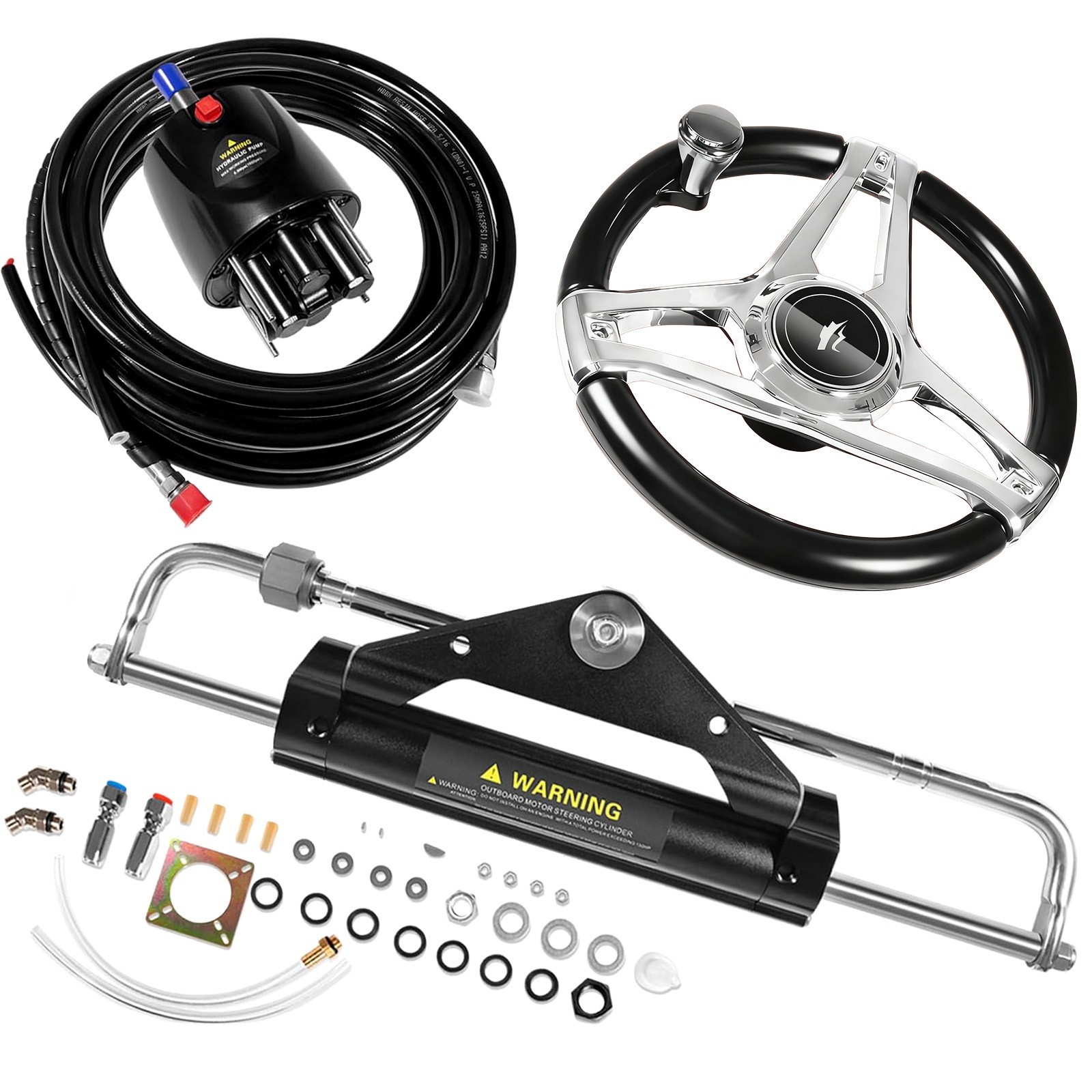 Marine Hydraulic Steering Kit for 150HP Outboard Engine -Complete Marine System