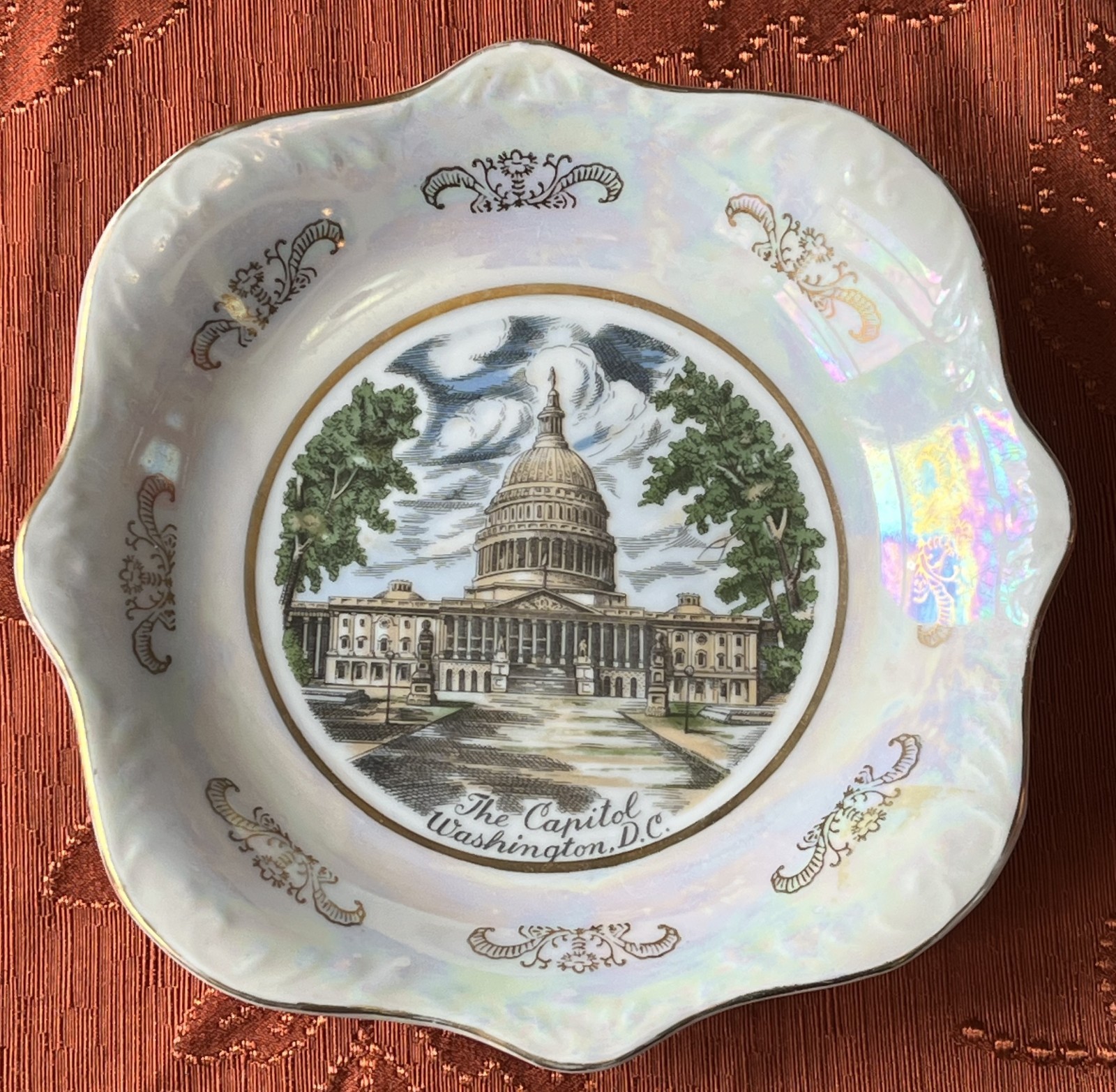 Vintage The Capitol Washington D.C. Souvenir Decorative Lustre Plate Bowl Japan Vintage The Capitol Washington D.C. Souvenir Decorative Lustre Plate Bowl Japan