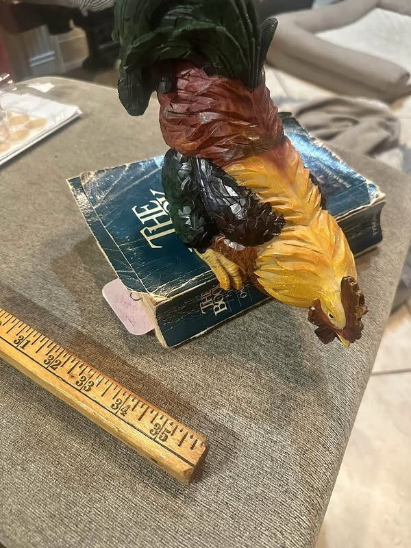 Hand-Painted Resin Shelf Sitter Rooster Figurine