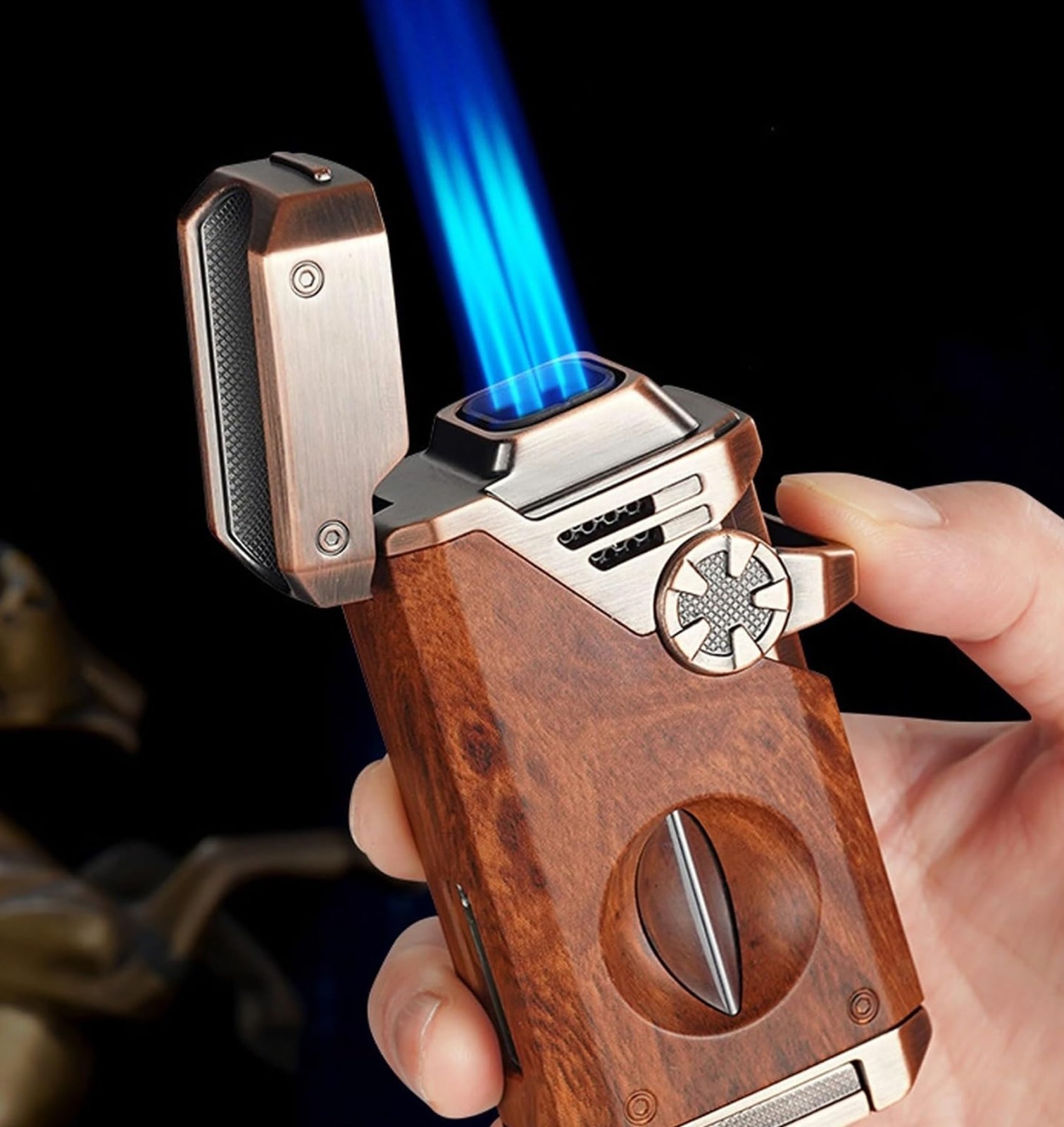 5-in-1 Torch Lighter with V Cutter Holder Punch and Draw Enhancer Tool 5-in-1 Torch Lighter with V Cutter Holder Punch and Draw Enhancer Tool