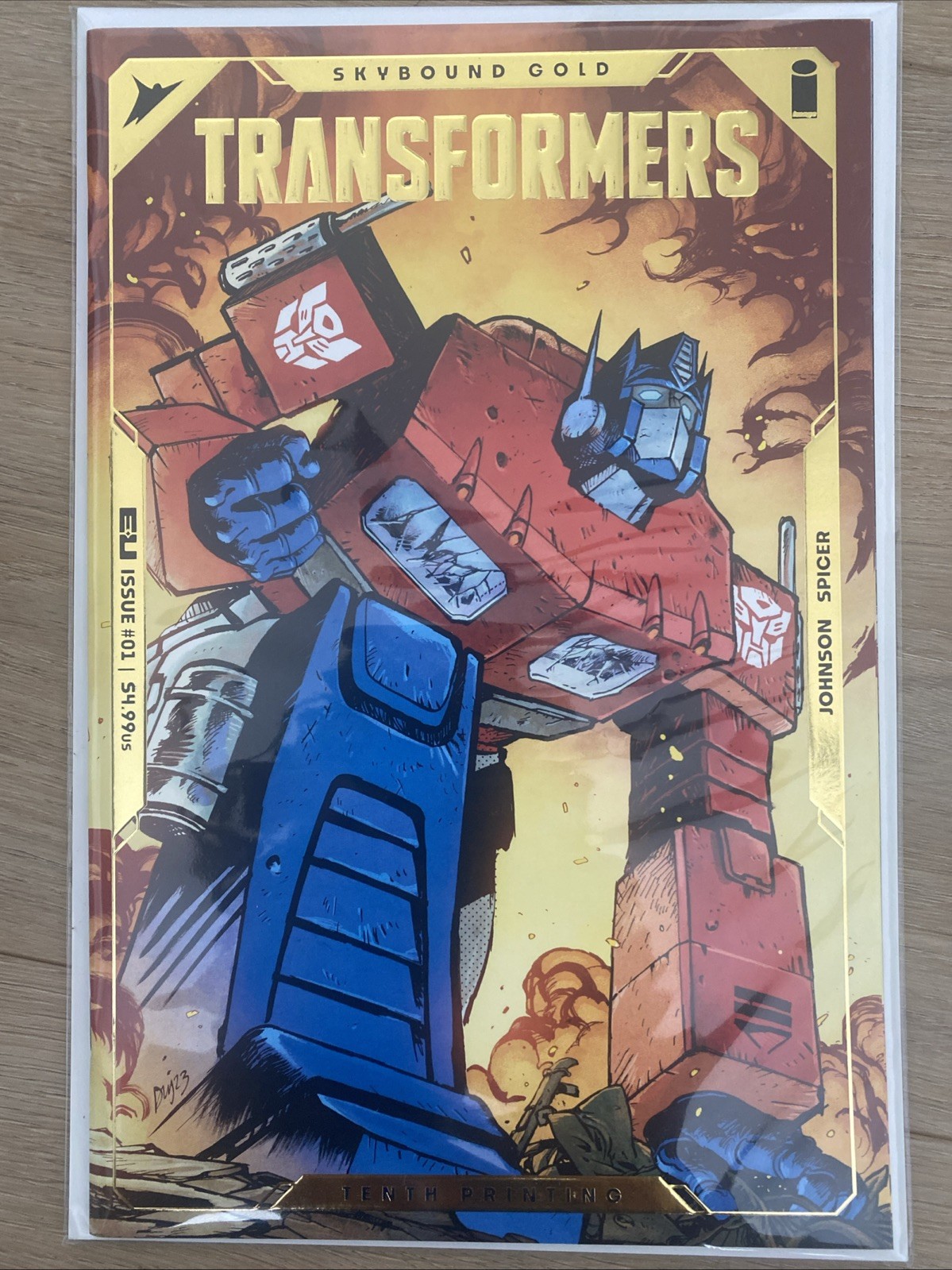 Transformers #1 Skybound Gold Optimus Prime Embossed Foil 10th PTG NM