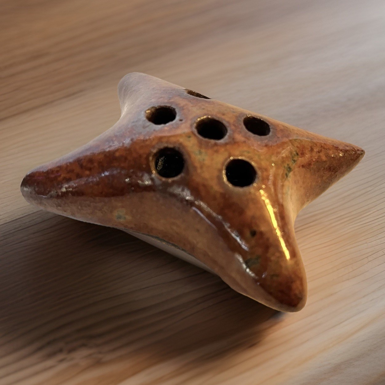 Studio Art Pottery Flower Frog Pillow Vase Earthy Brown Glaze 6 Hole Unsigned 3\