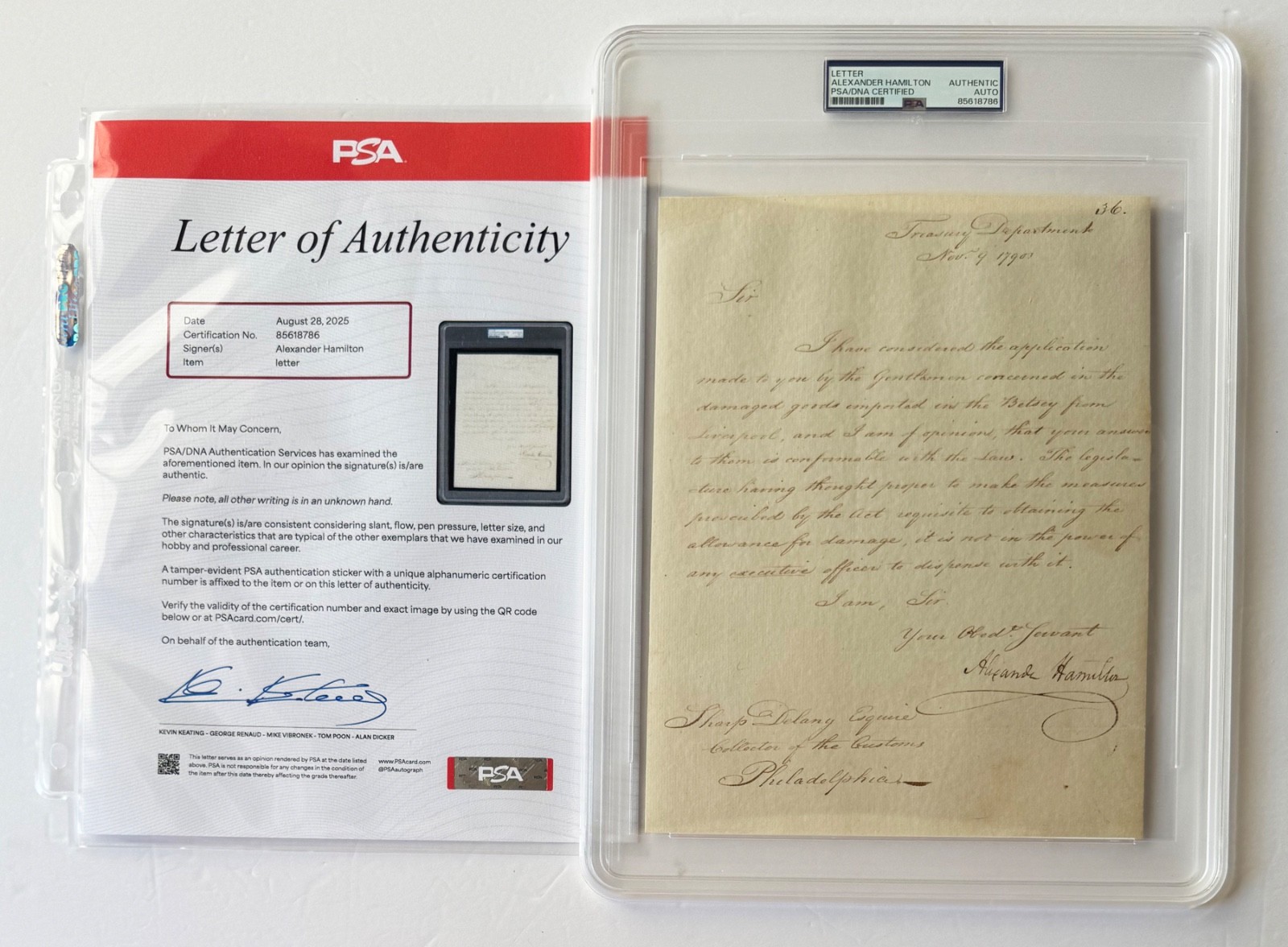 1790 ALEXANDER HAMILTON SIGNED Letter PSA/DNA Certified Authentic Autograph;C235