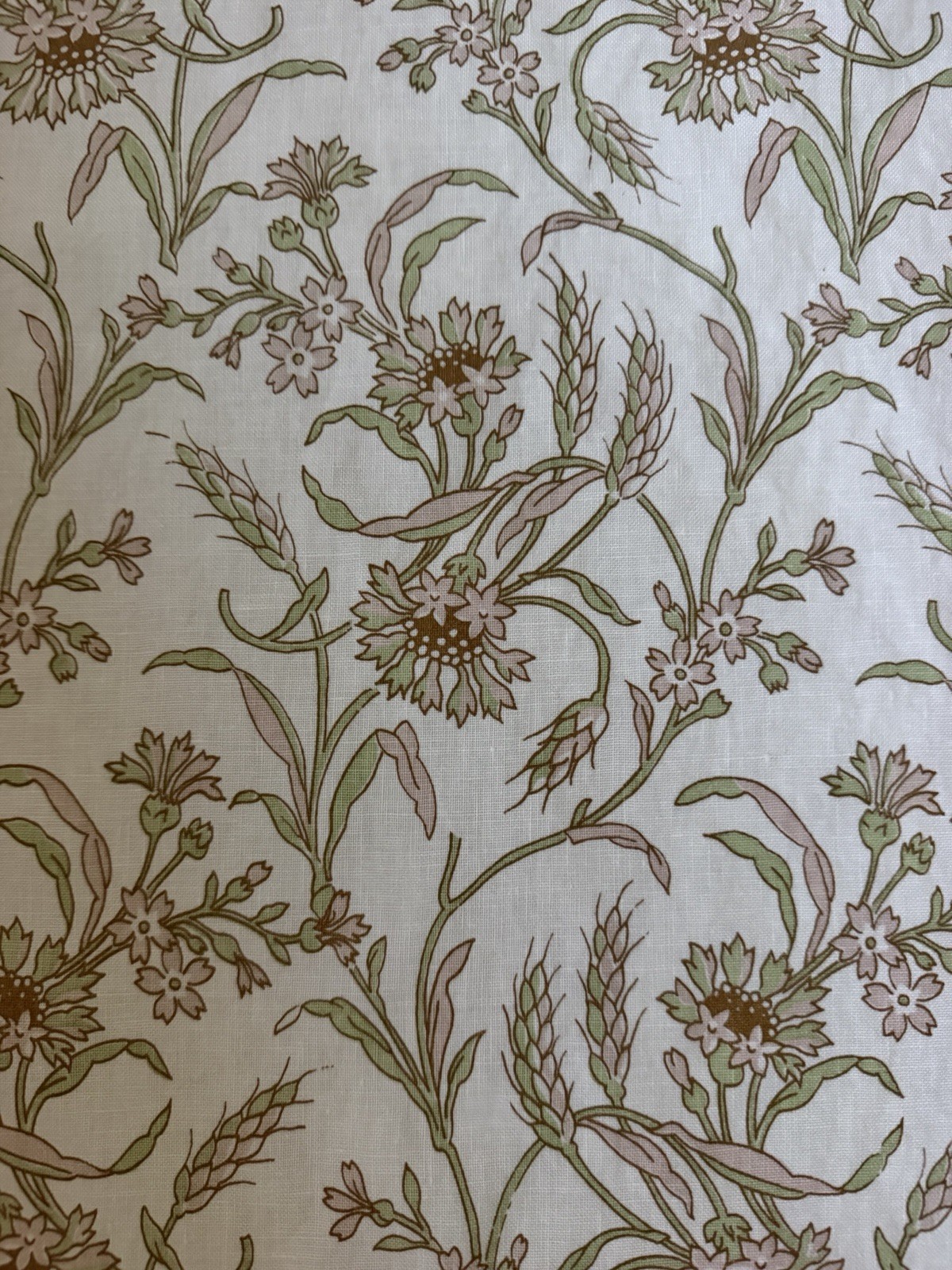 Raoul Textiles Oyster Linen Fabric - Cecile / Sprout  Hand Printer 2 1/3 yds