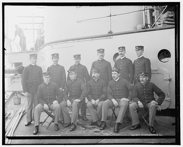 Photo:U.S.S. Indiana Marines Group on Battleship 1900s
