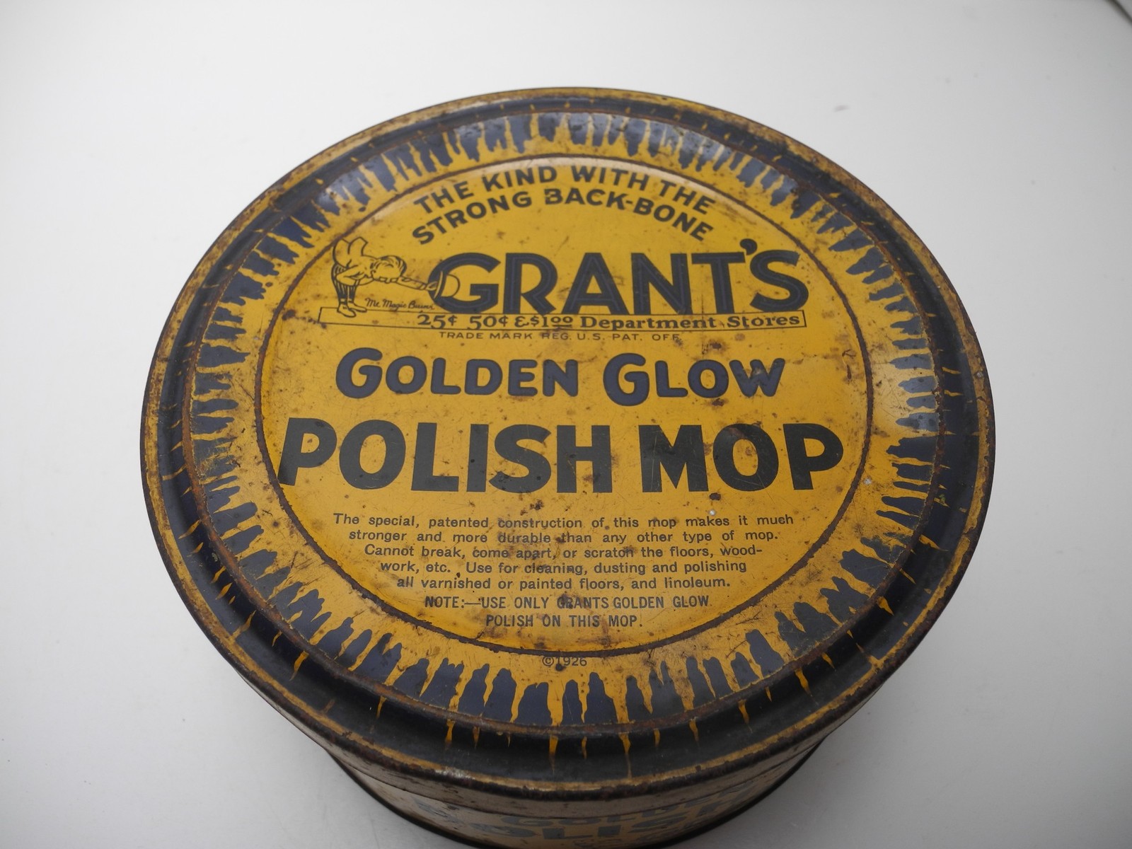 Vintage Original 1926 Grant\'s Golden Glow Polish Mop Tin W. T. Grant Company #2