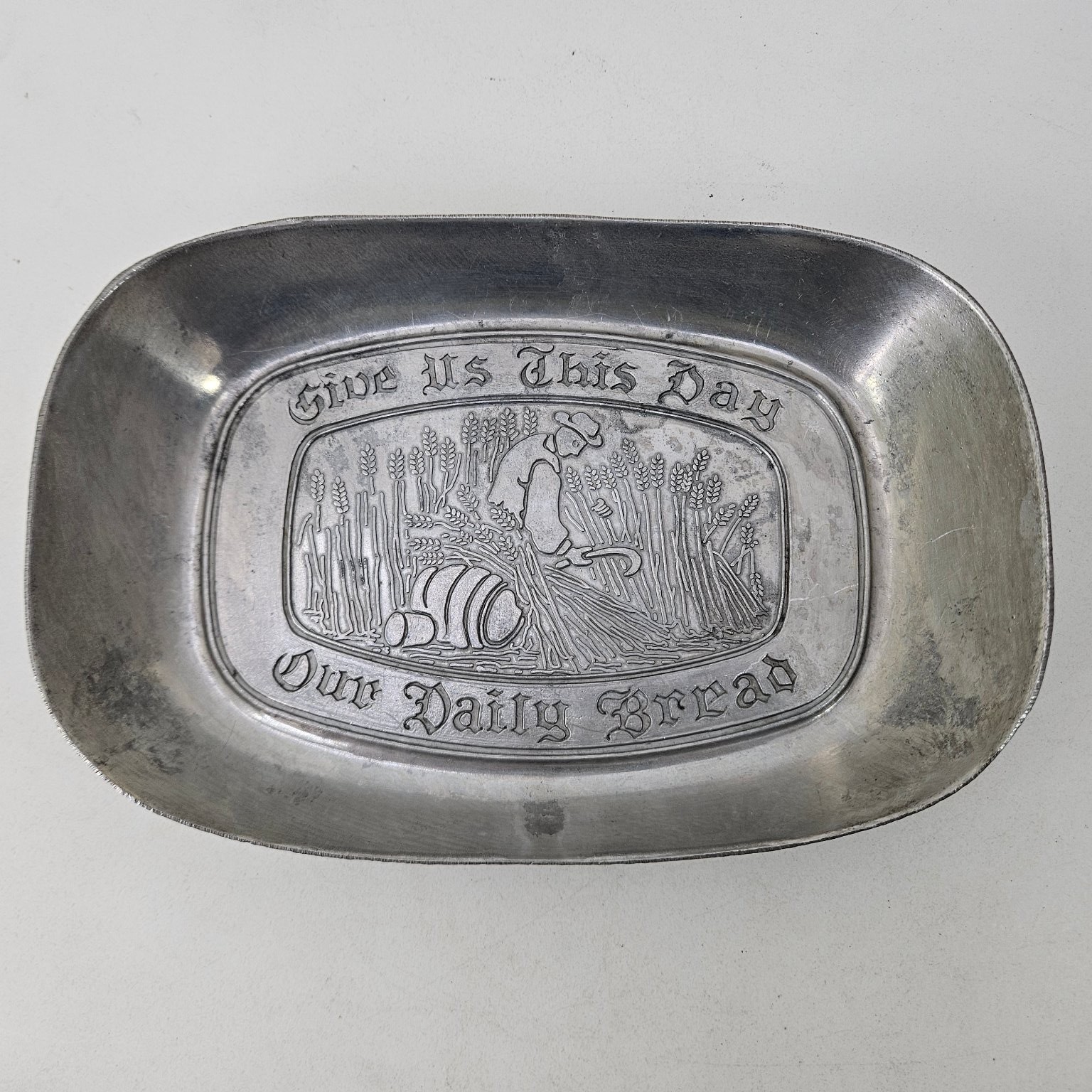 Vintage Pewter Plaque Tray \
