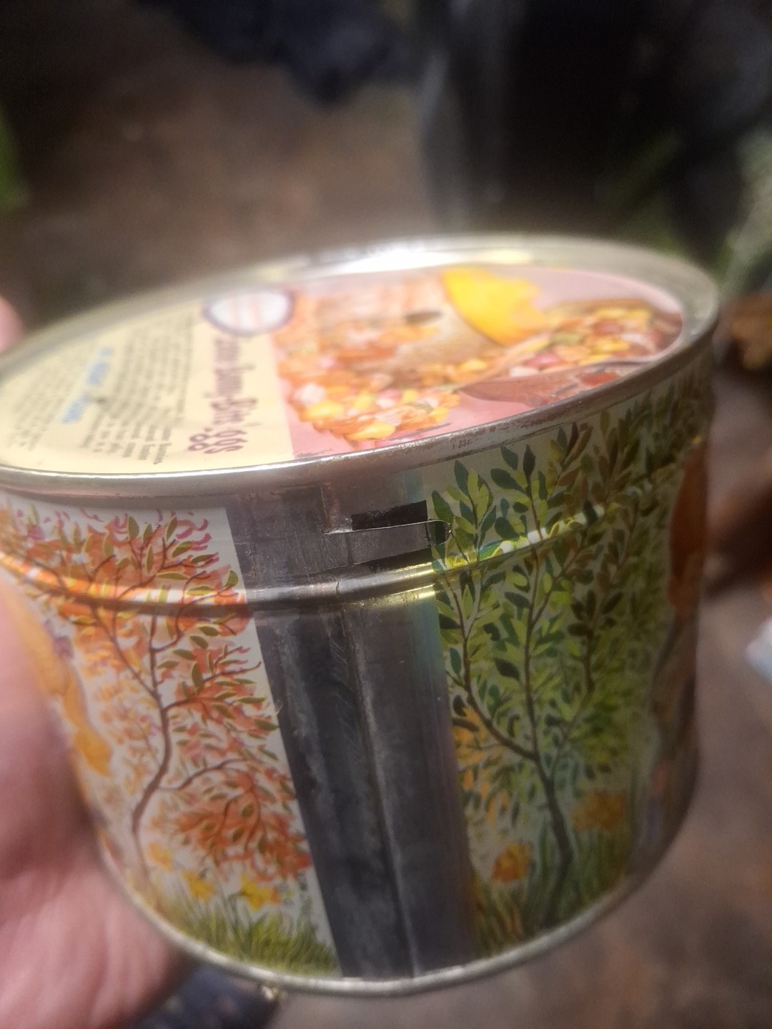 SEALED 1962 easter candy UNOPENED Vintage MRS LELAND KEYWIND TIN CAN rare 