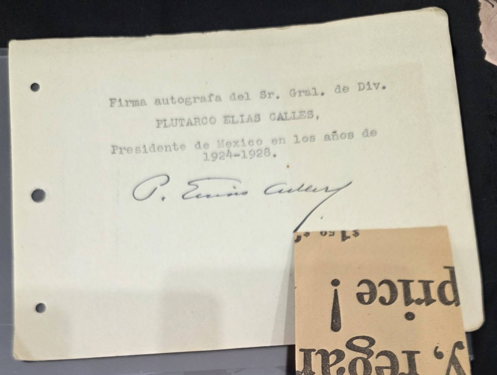 Plutarco Elias Calles Autograph -- Rare Signature of Mexican President
