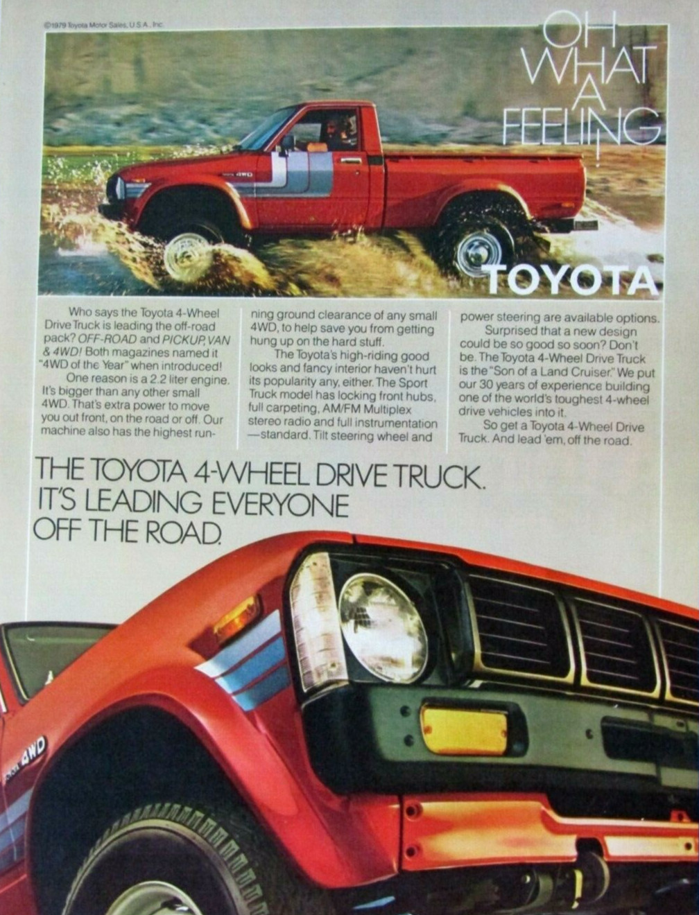 1979 Toyota 4 Wheel Drive Truck Vintage Pickup Original Print Ad 8.5 x 11 