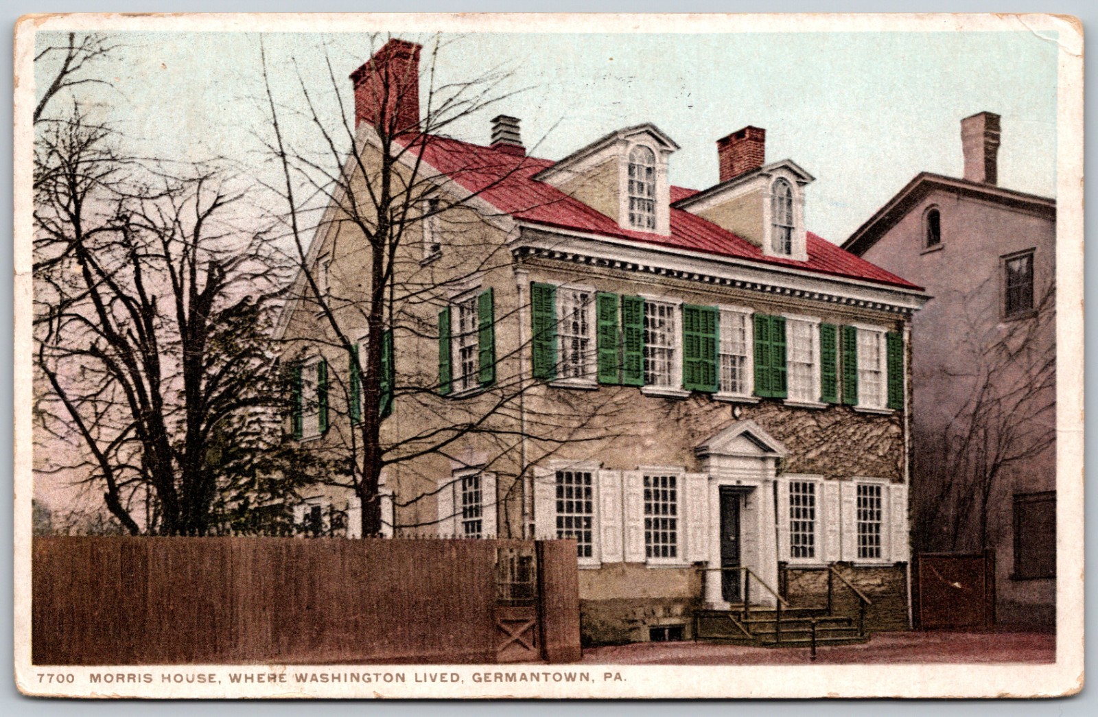 1916 Morris House Germantown PA Washington Lived ANTIQUE Postcard 9167