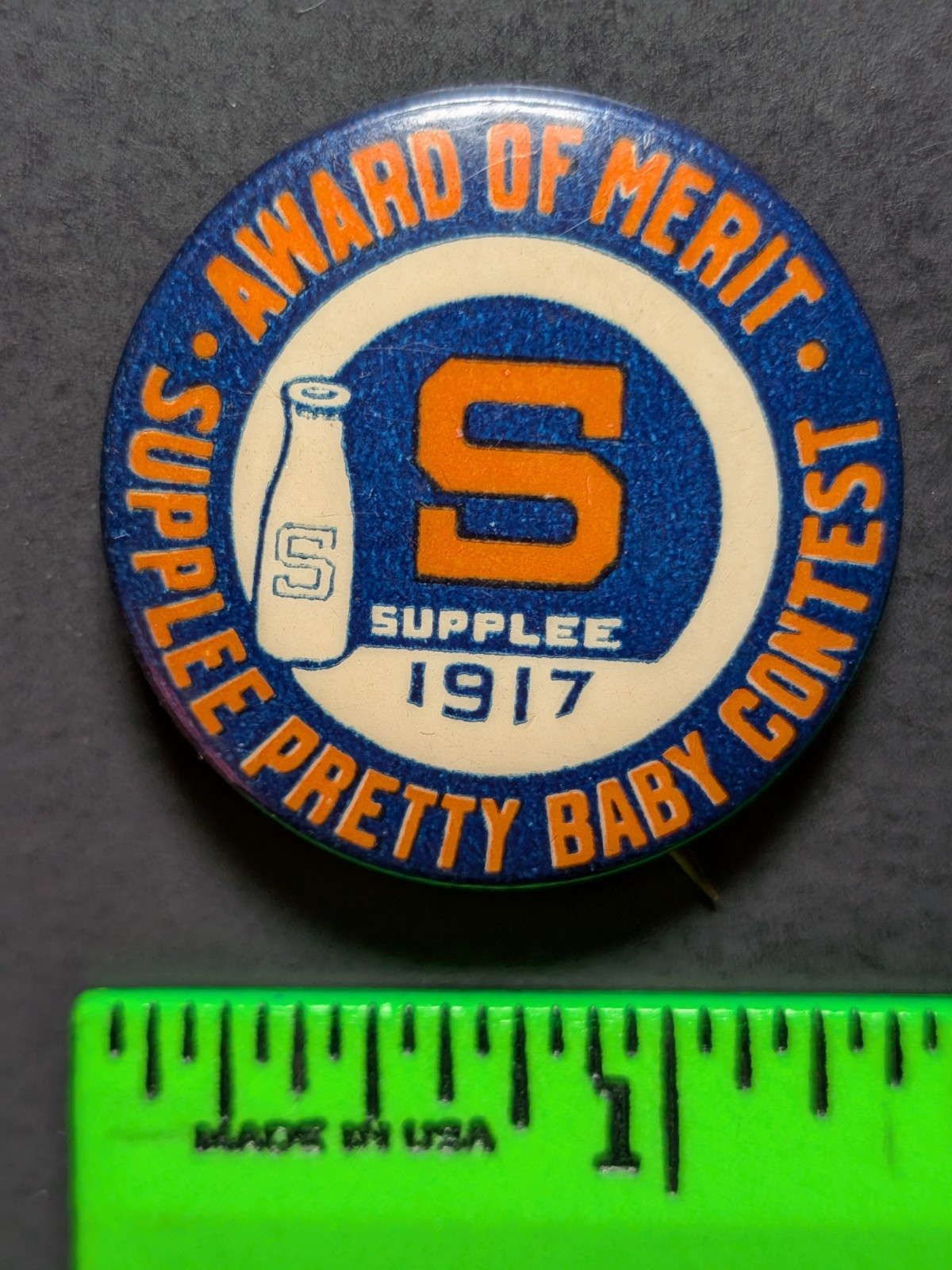 Vintage 1917 Supplee Milk Baby Contest Pinback Pin Vintage 1917 Supplee Milk Baby Contest Pinback Pin