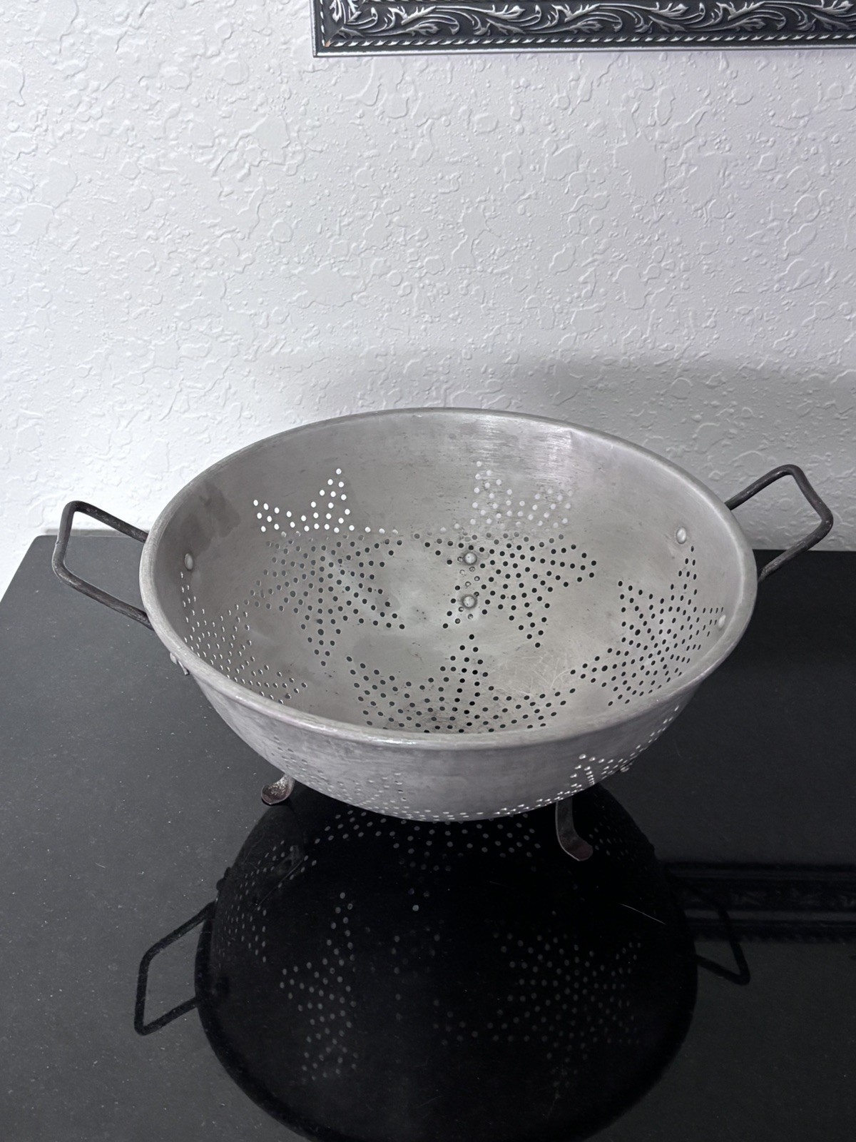 VTG mirro aluminum 7 star colander strainer Footed 11” diameter USA