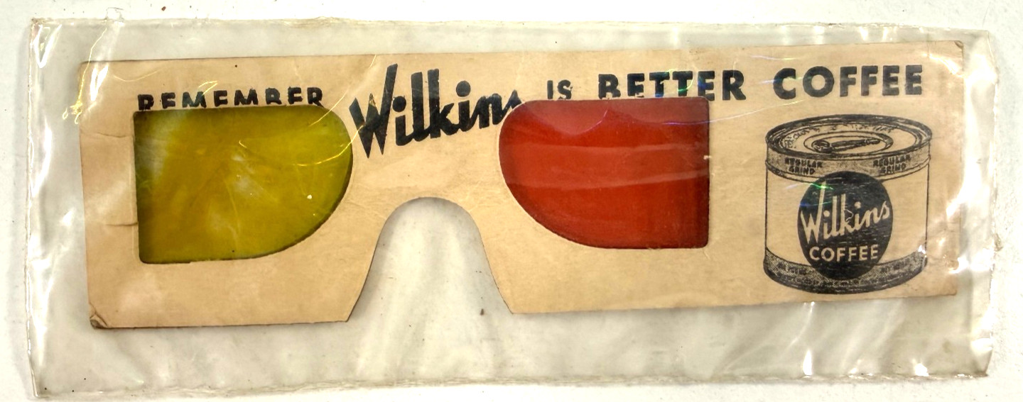 RARE 50's Wilkins Coffee 3D 3-D advertising glasses Jim Henson wontkins RARE 50's Wilkins Coffee 3D 3-D advertising glasses Jim Henson wontkins